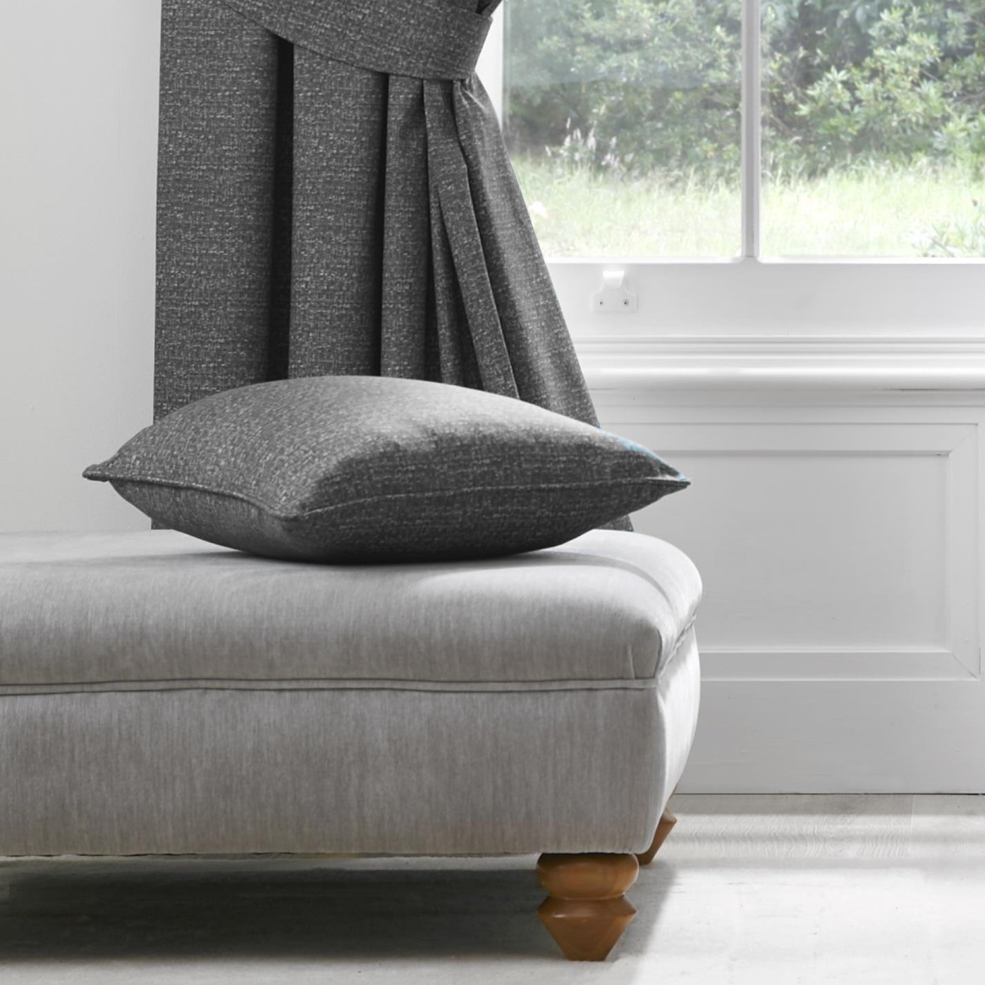Pembrey Cushion by Dreams & Drapes in Charcoal 43 x 43cm - Cushion - Dreams & Drapes Curtains