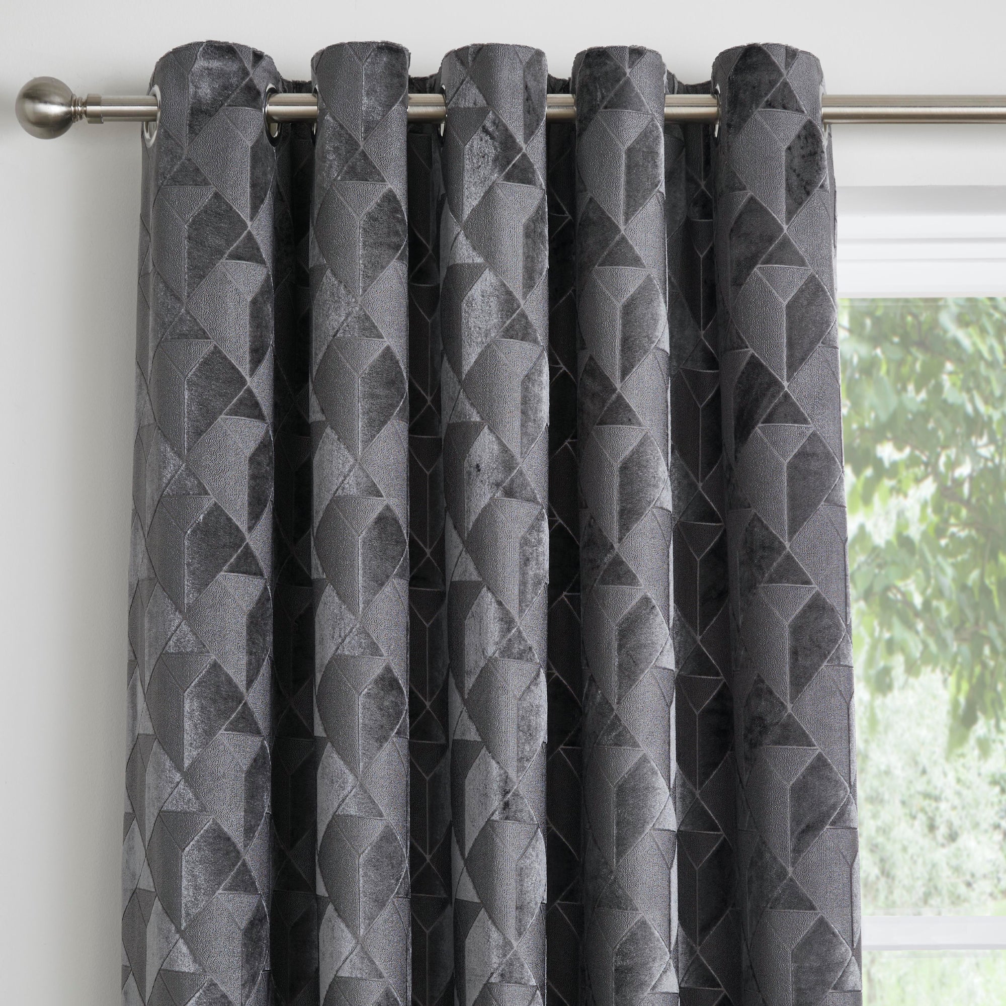 Quentin Pair of Eyelet Curtains by Appletree Boutique in Slate - Pair of Eyelet Curtains - Appletree Boutique