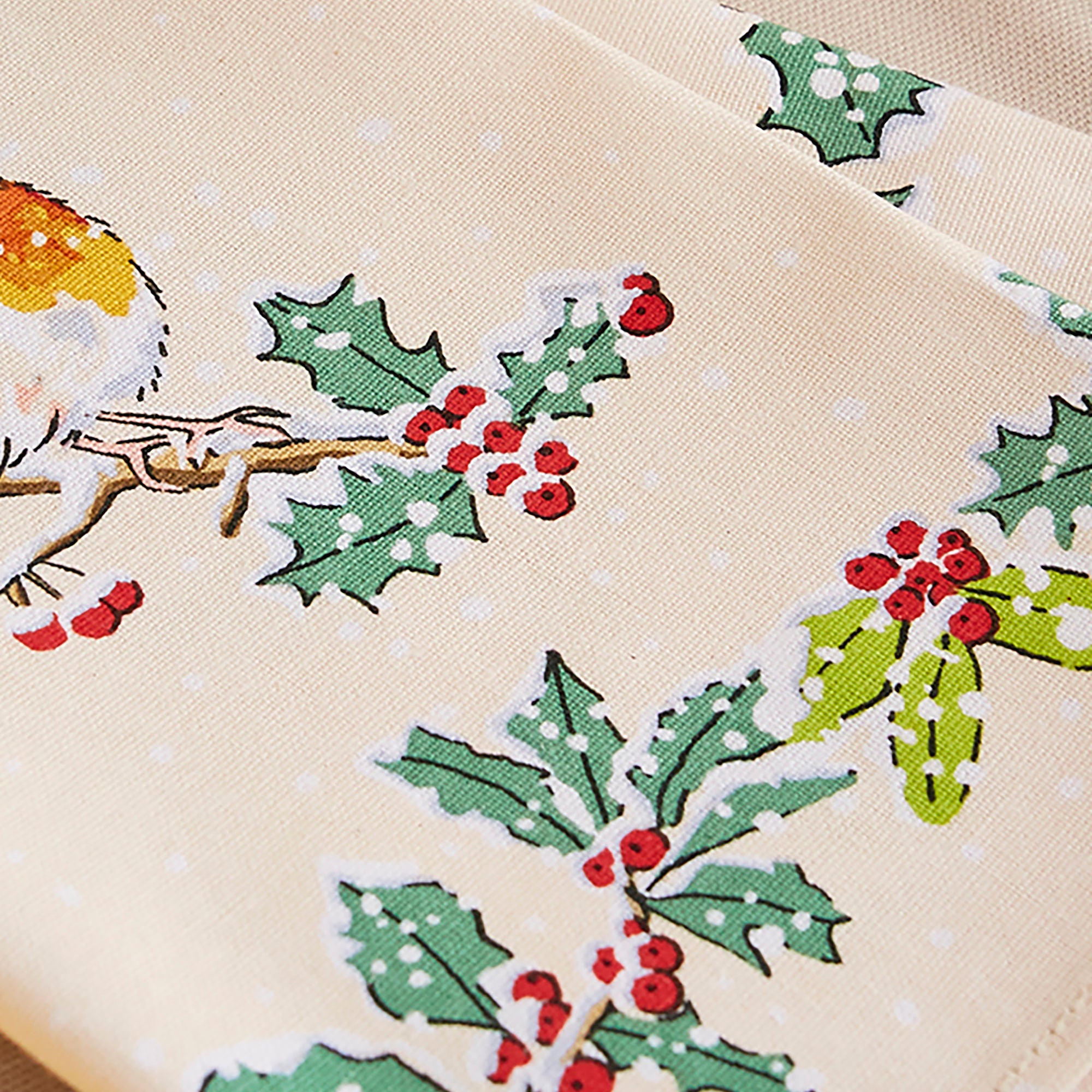 Christmas Robins Napkins 2 Pack in Green - Napkin - Ulster Weavers