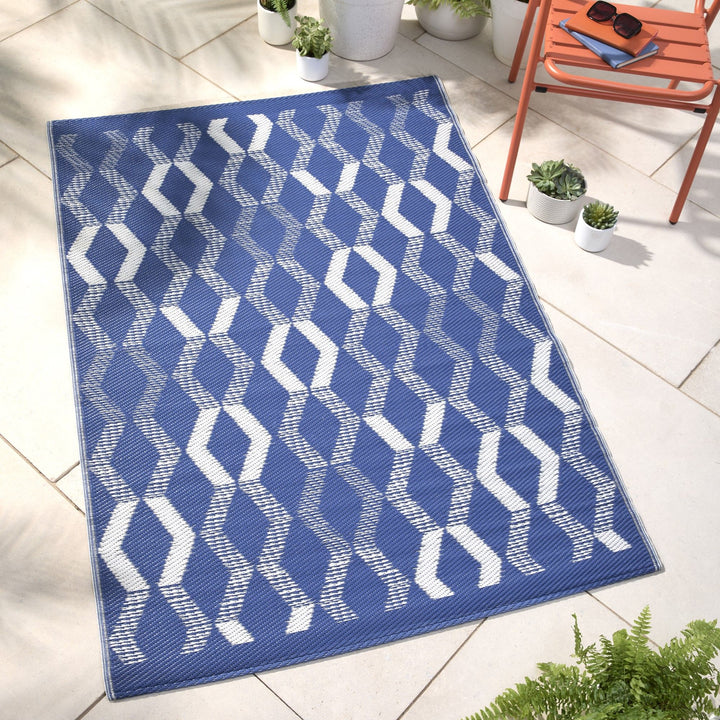 Rico Outdoor Outdoor Rug by Fusion in Blue 120 x 170cm