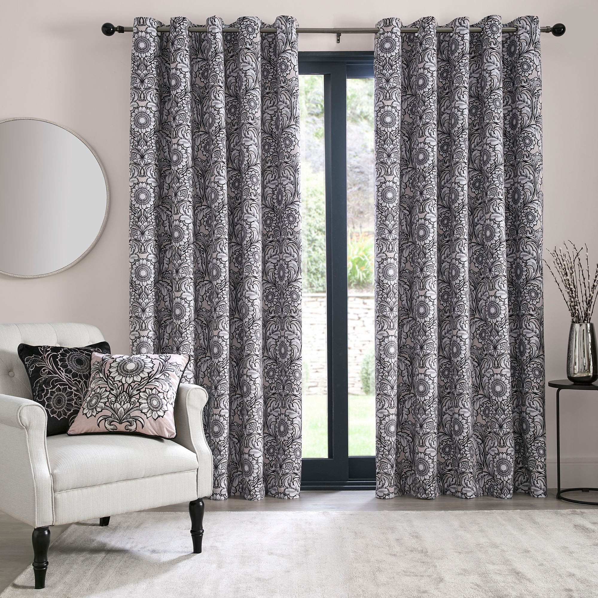 Romilly Pair of Eyelet Curtains by Laurence Llewelyn-Bowen in Natural - Pair of Eyelet Curtains - Laurence Llewelyn-Bowen