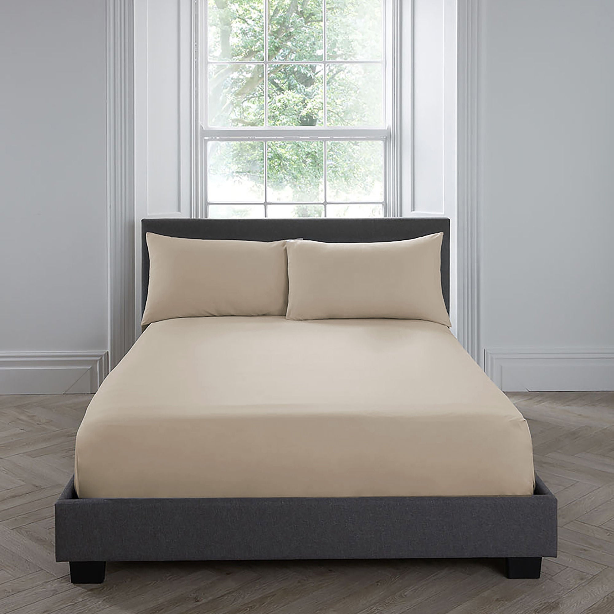 Plain Dye Pair of Housewife Pillowcases by Serene in Natural 50 x 75cm - Pair of Housewife Pillowcases - Serene