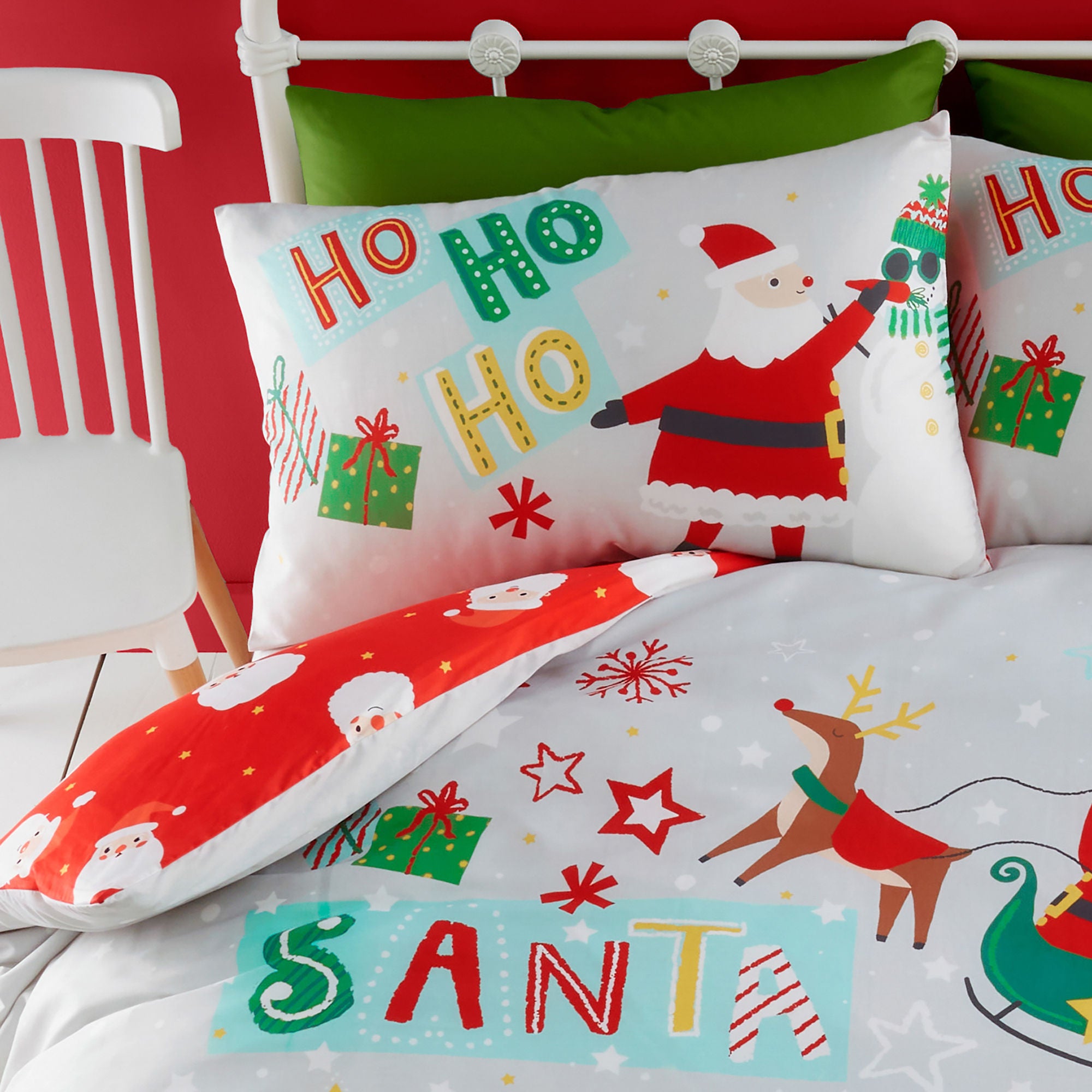 Santa Please Stop Here Duvet Cover Set by Bedlam in Grey - Duvet Cover Set - Bedlam
