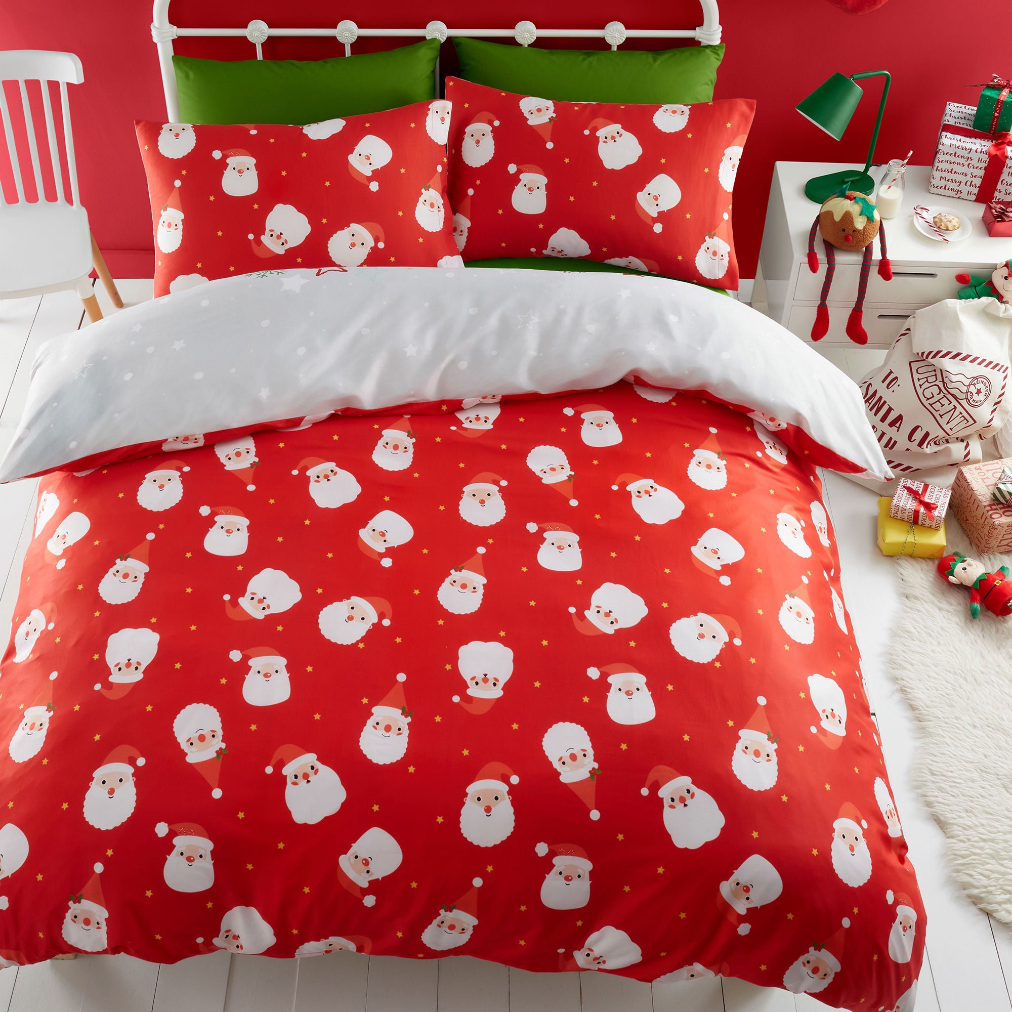 Santa Please Stop Here Duvet Cover Set by Bedlam in Grey - Duvet Cover Set - Bedlam
