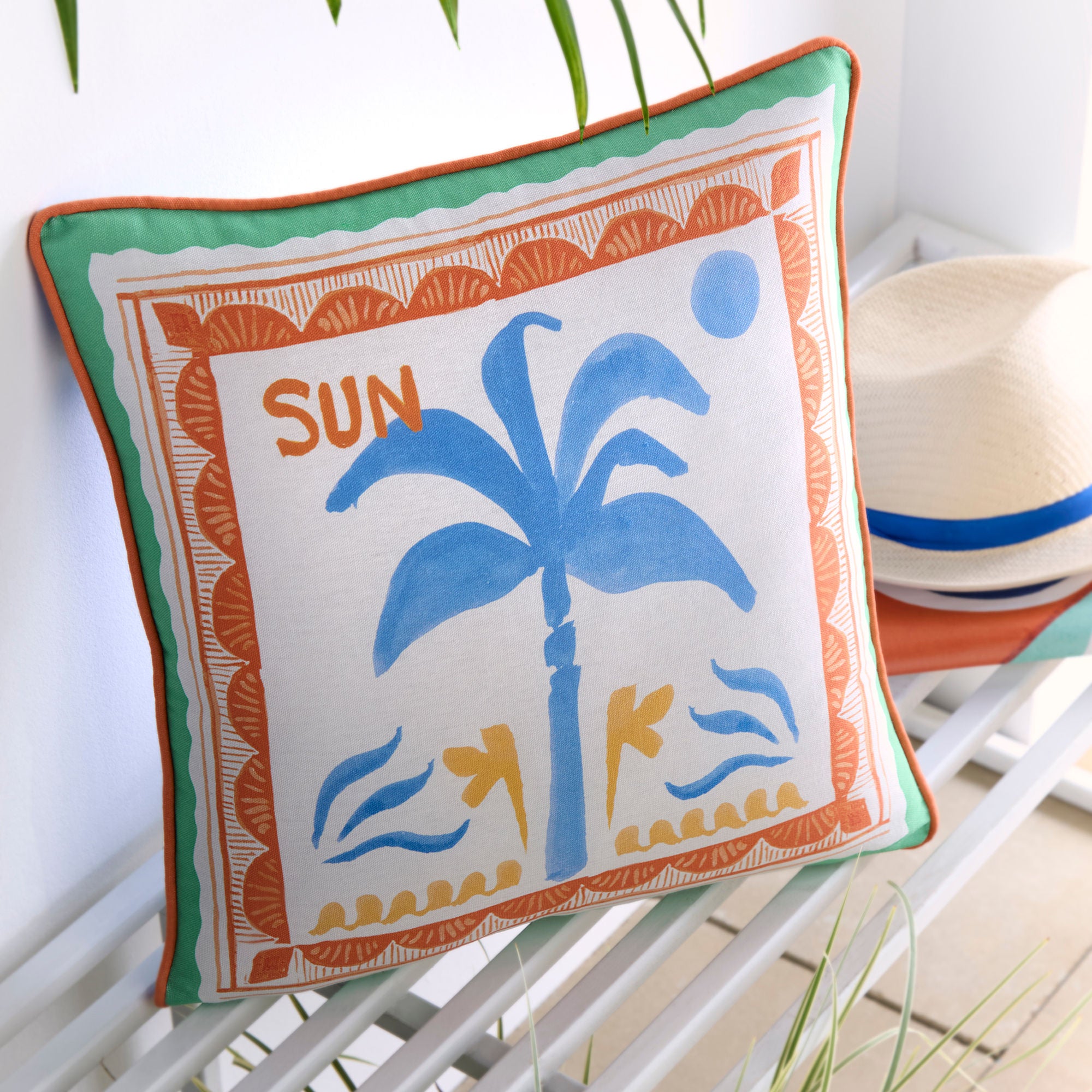 Soleil Palm Outdoor Cushion in Multi 43 x 43cm - Cushion - Fusion