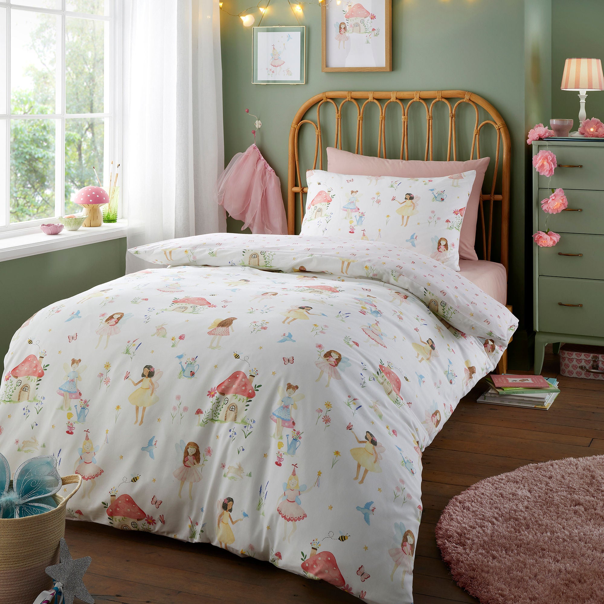 Summer Fairies Duvet Cover Set in Pink - Duvet Cover Set - Bedlam