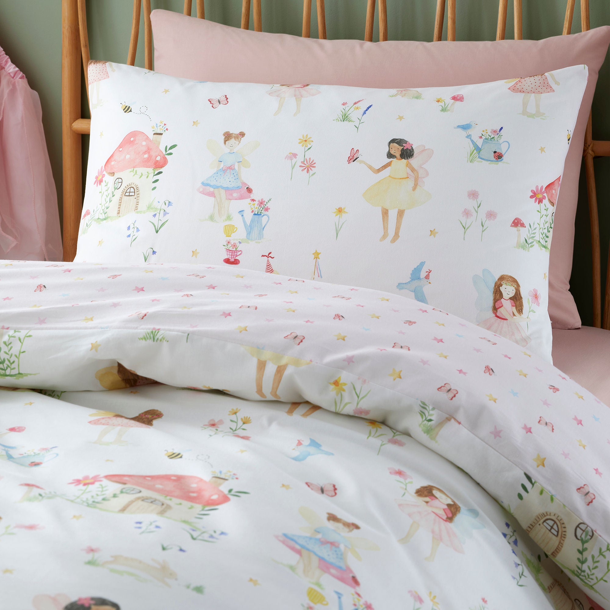 Summer Fairies Duvet Cover Set in Pink - Duvet Cover Set - Bedlam