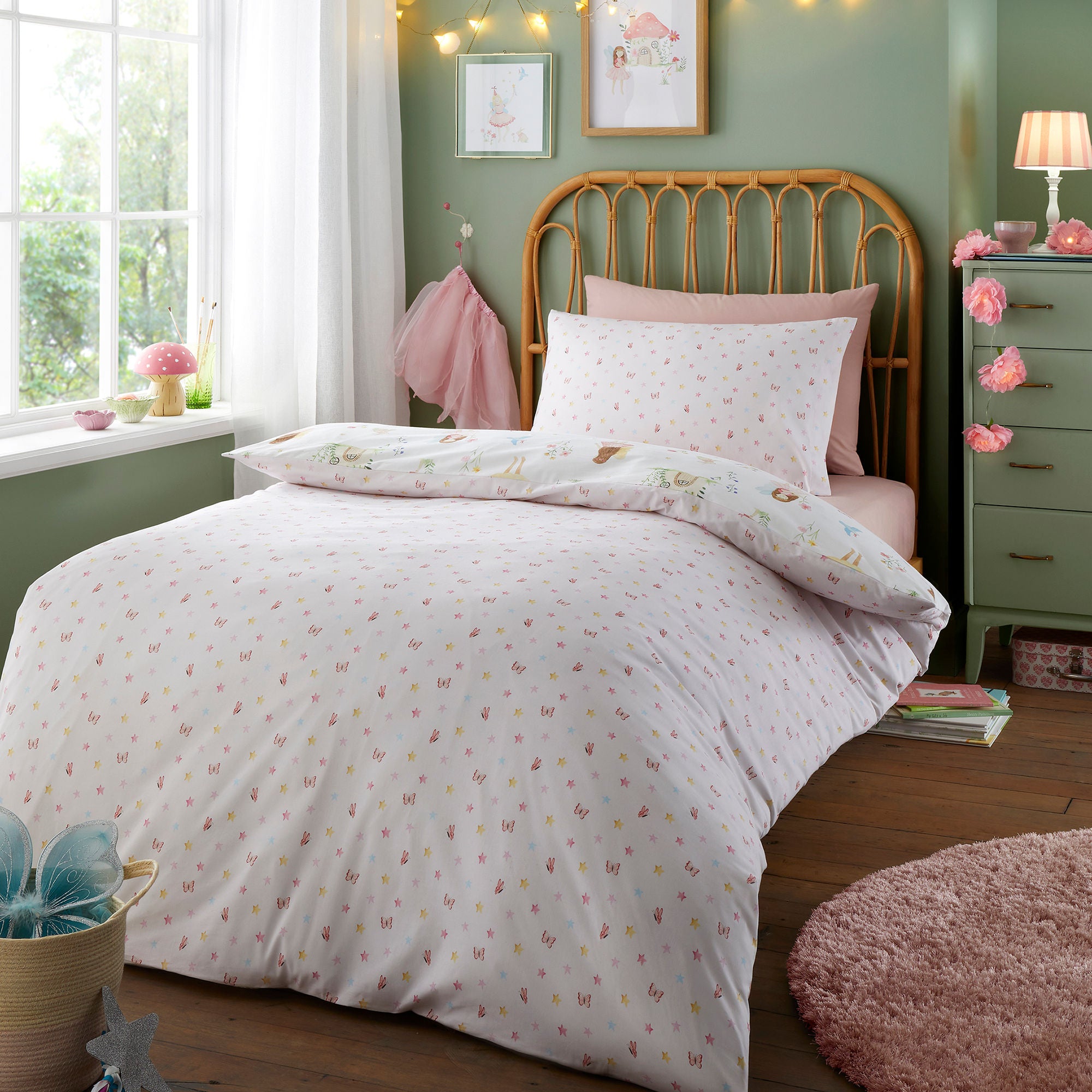 Summer Fairies Duvet Cover Set in Pink - Duvet Cover Set - Bedlam