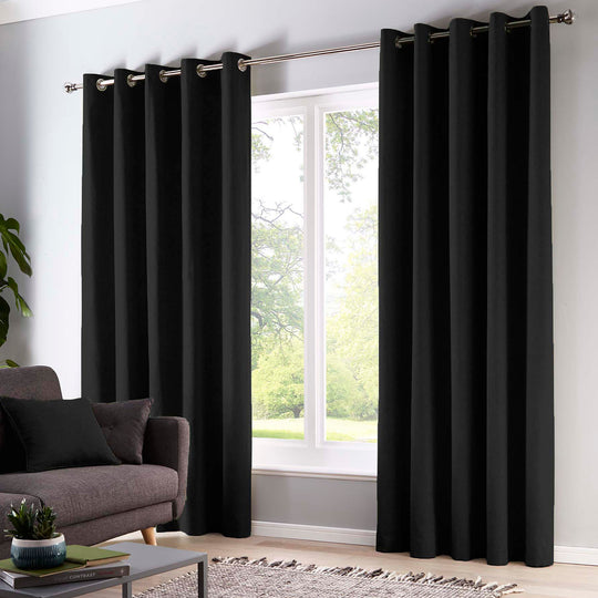 Sorbonne Eyelet Curtains in Black