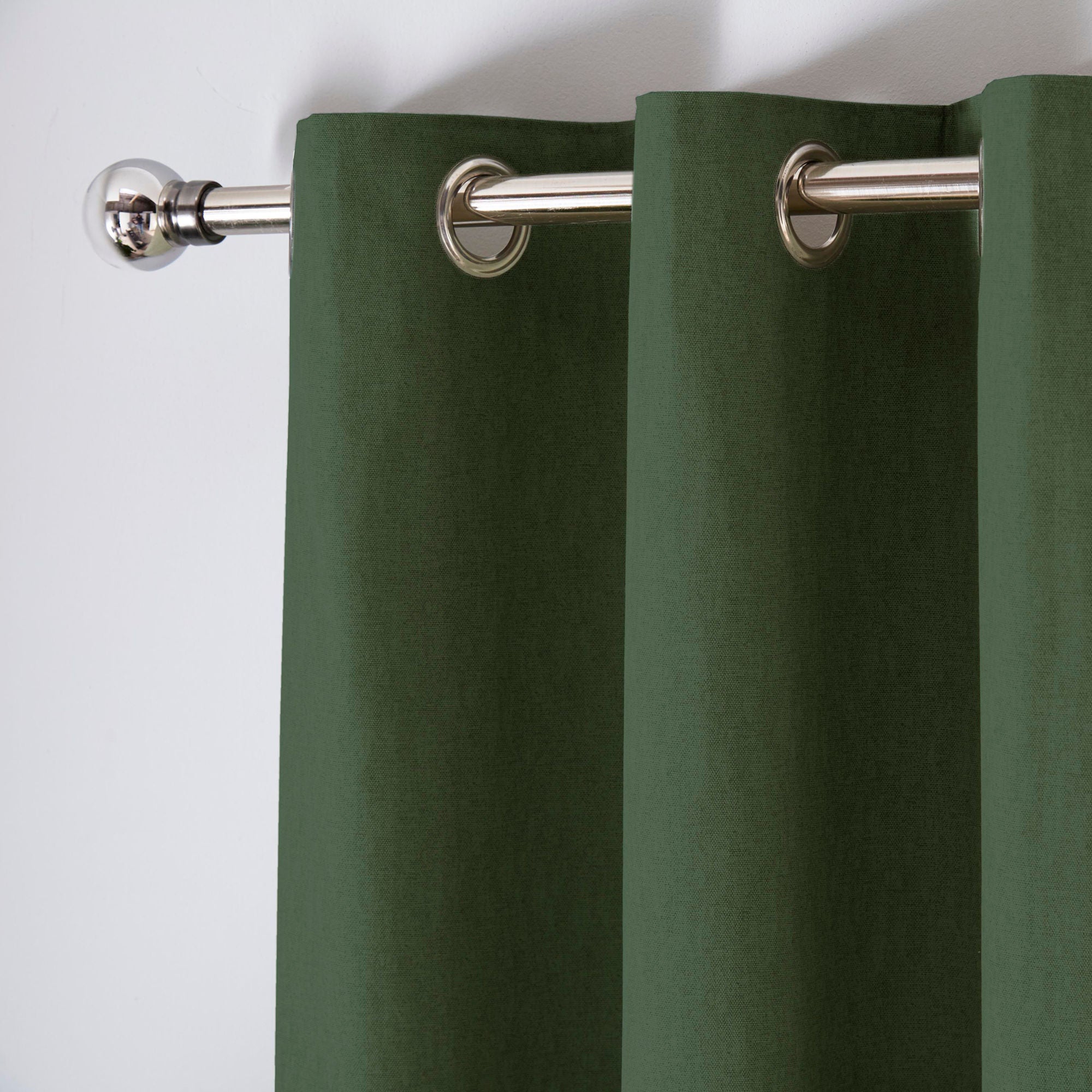 Sorbonne Pair of Eyelet Curtains by Fusion in Bottle Green - Pair of Eyelet Curtains - Fusion