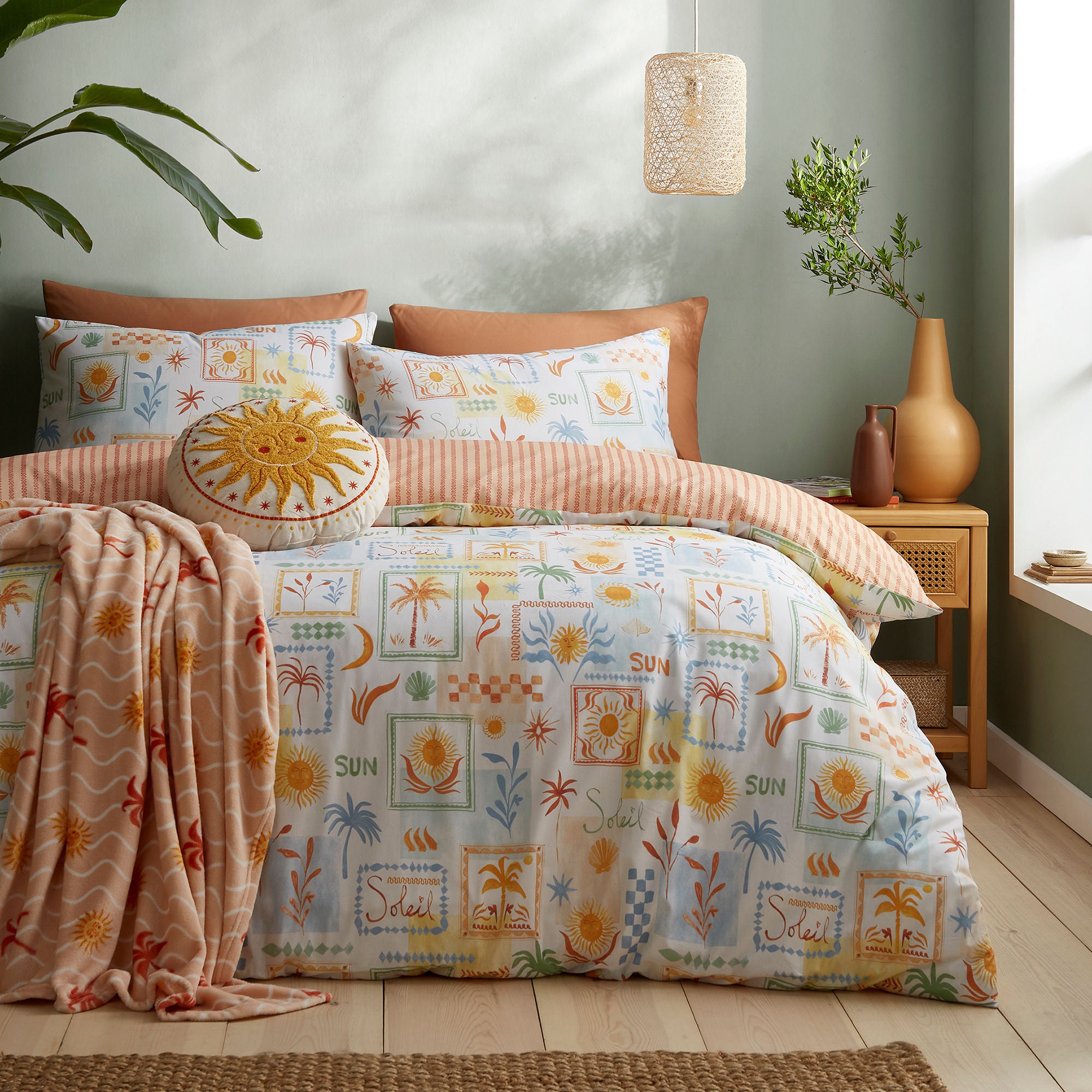 Soleil Throw in Coral/Camel 120 x 150cm - Throw - Fusion