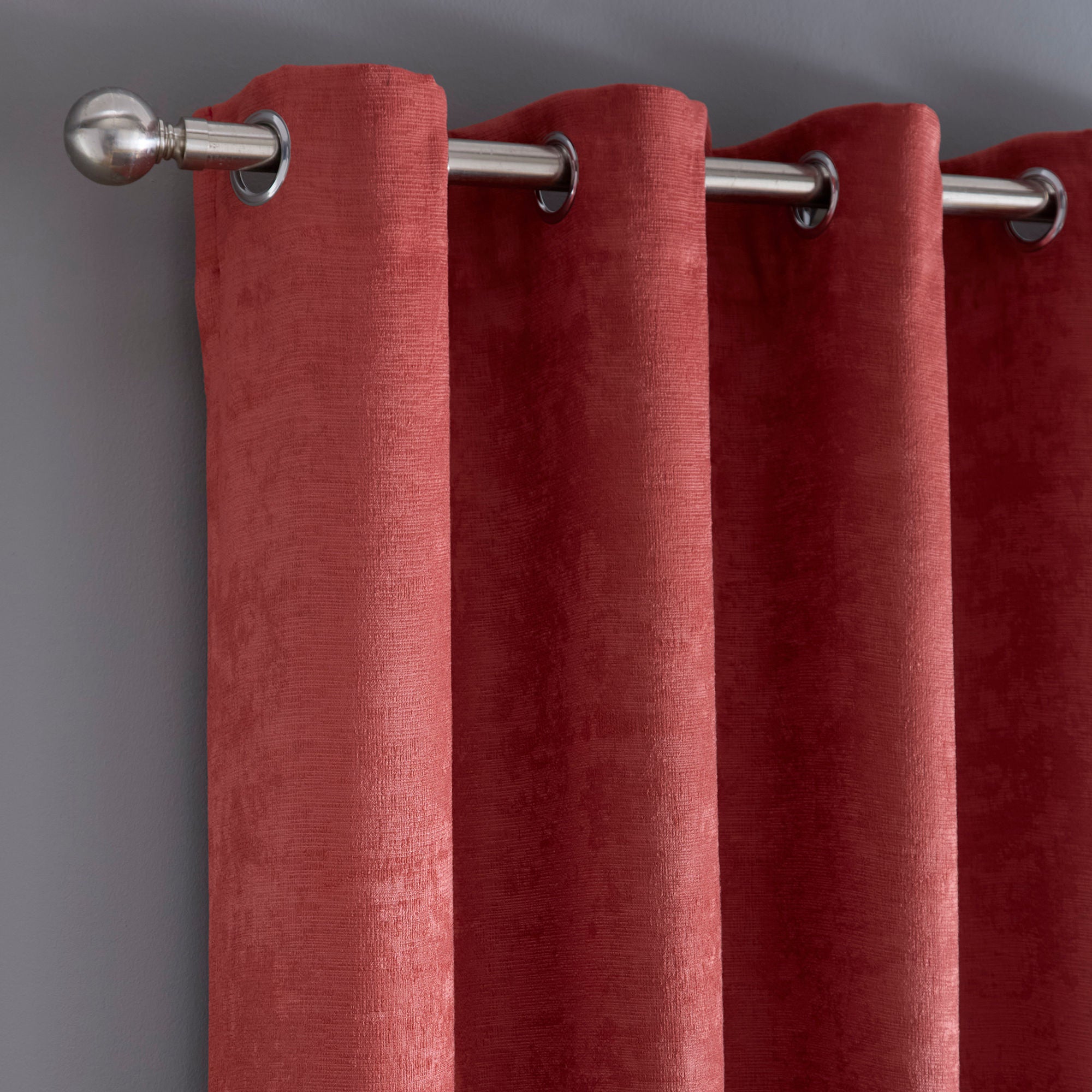 Strata Pair of Eyelet Curtains by Fusion in Terracotta - Pair of Eyelet Curtains - Fusion