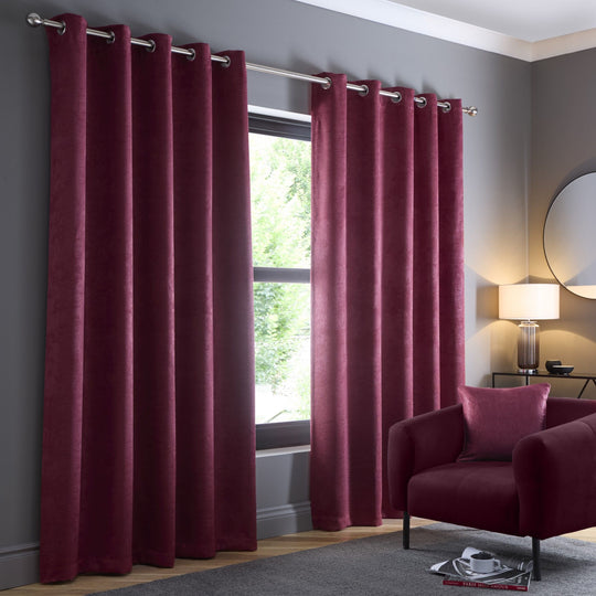 Strata Eyelet Curtains in Wine