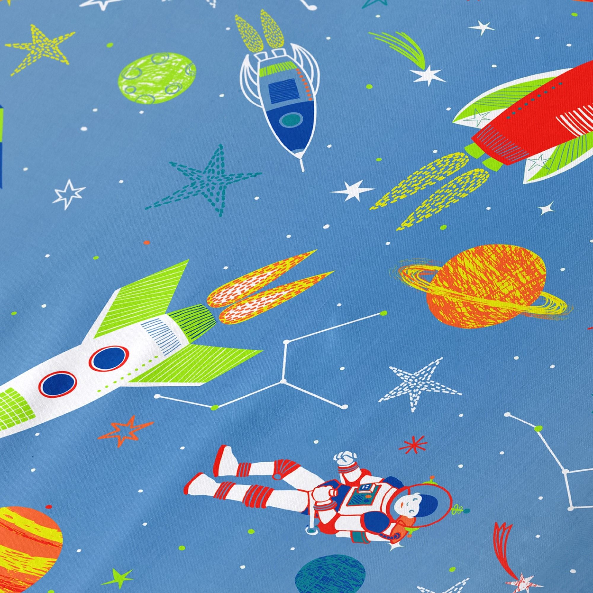 Supersonic 25cm Fitted Bed Sheet by Bedlam in Blue - 25cm Fitted Bed Sheet - Bedlam