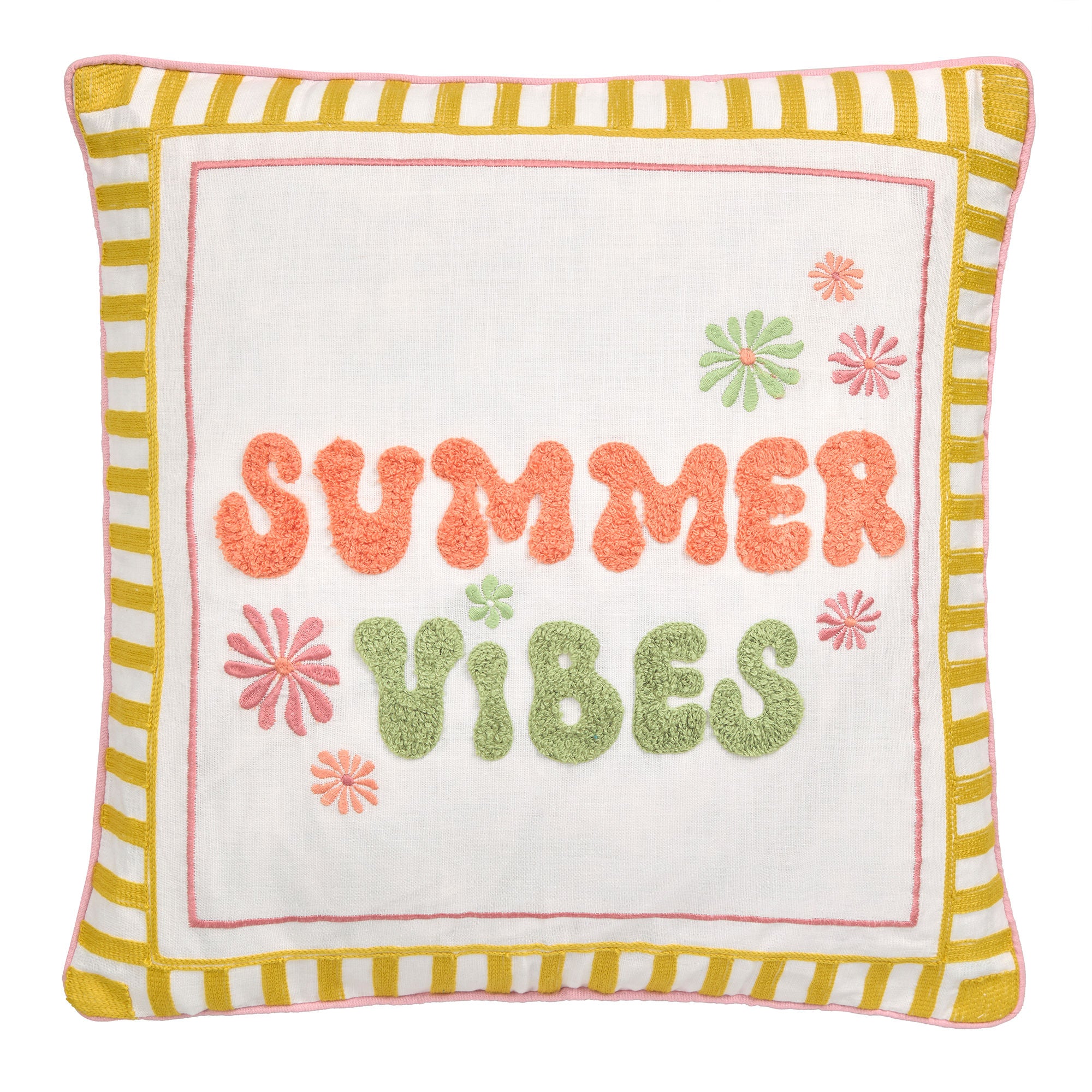Summer Vibes Slogan Cushion in Multi 43 x 43cm - Cushion - Fusion