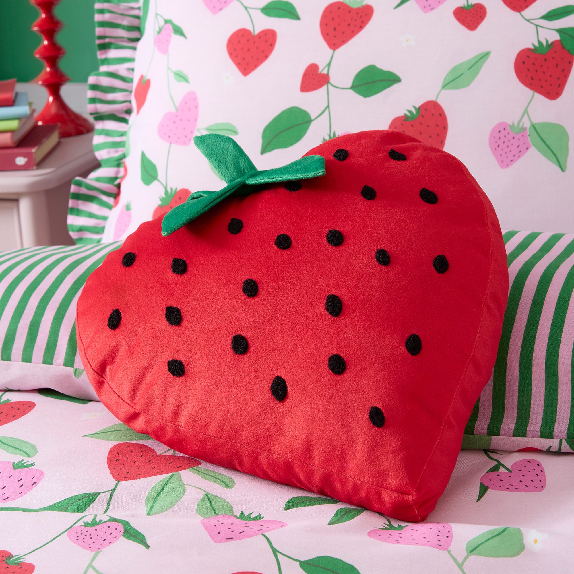 Strawberry Shaped Cushion in Red - Shaped Cushion - Bedlam