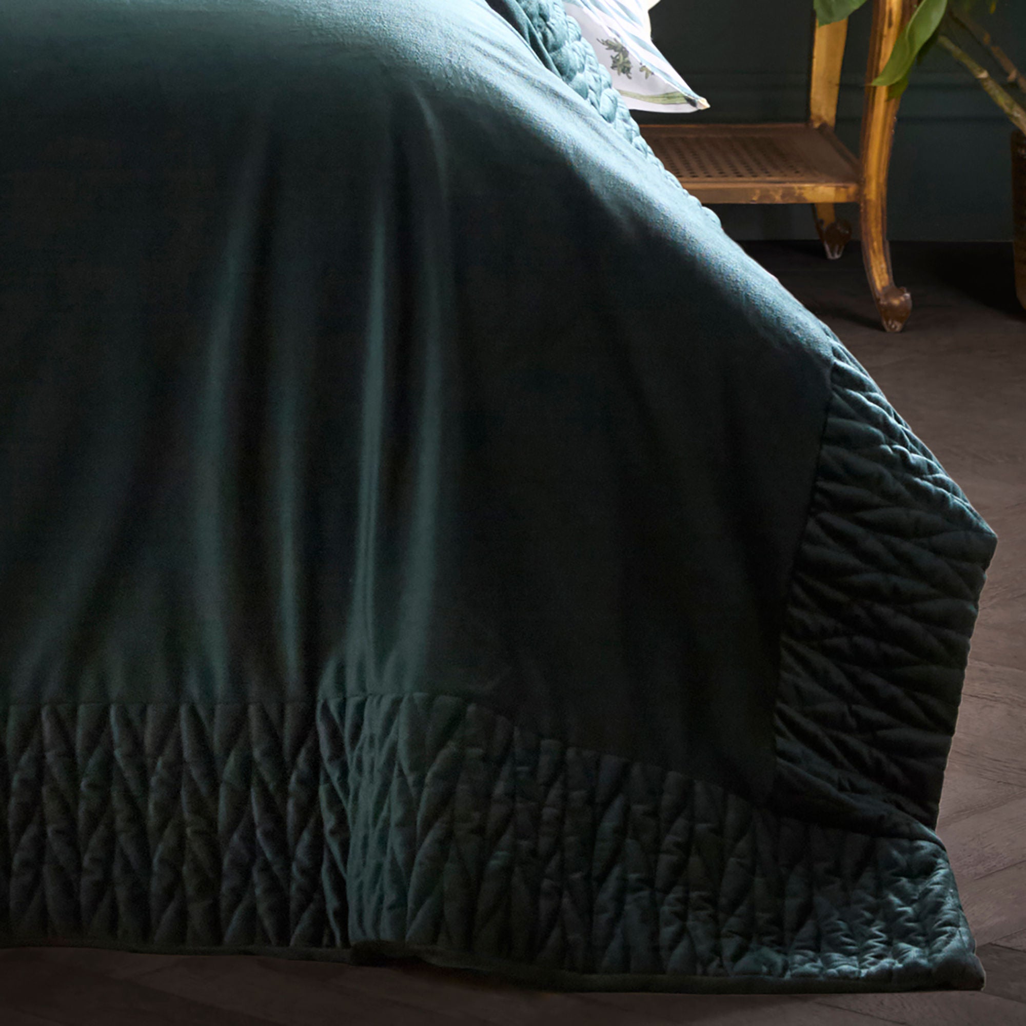 Siena Bedspread in Bottle Green 150 x 220cm - Bedspread - Laurence Llewelyn-Bowen