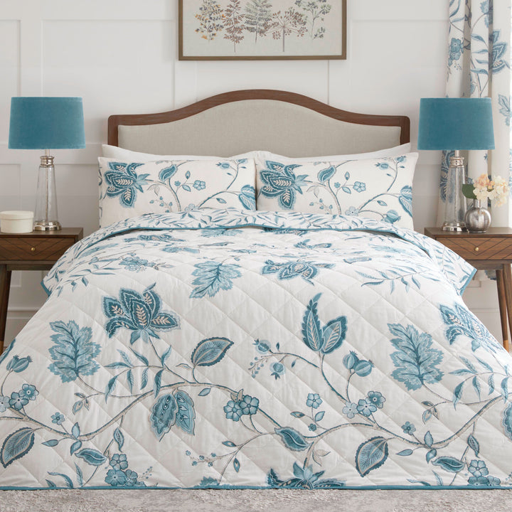 Samira Bedspread by Dreams & Drapes Design in Teal 200cm X 230cm - Bedspread - Dreams & Drapes Design