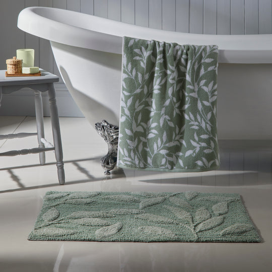 Sandringham Bath Mat in Steel/Sage 50 x 80cm