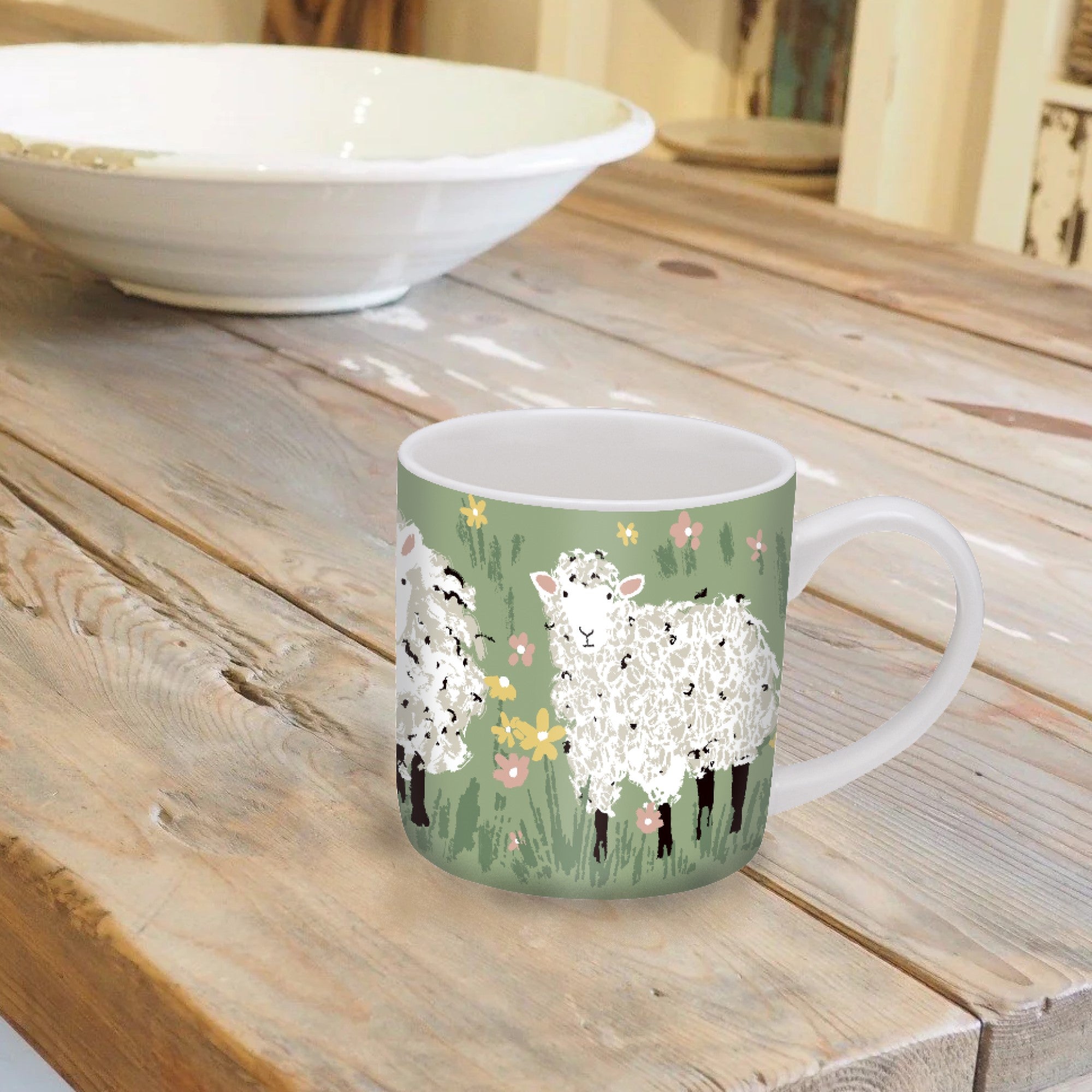Ulster Weavers Woolly Sheep Mug - New Bone China One Size in Green - Mug - Ulster Weavers
