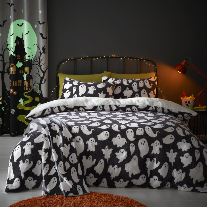 Spooky Ghosts Duvet Cover Set by Bedlam in Grey - Duvet Cover Set - Bedlam