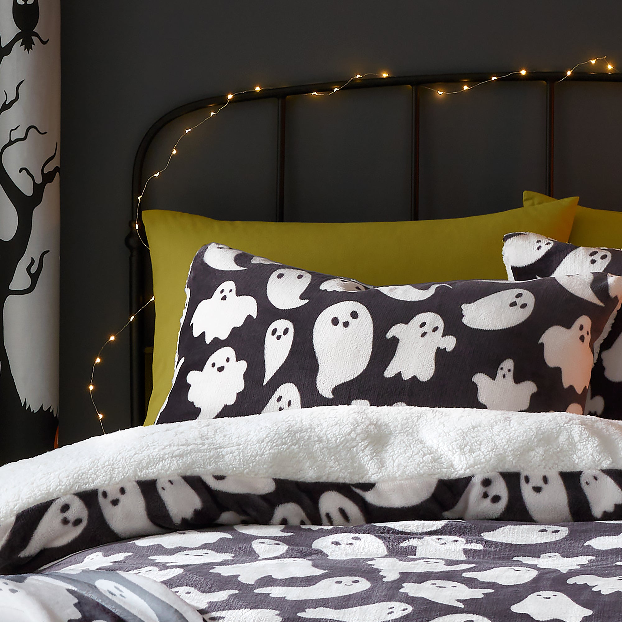 Spooky Ghosts Duvet Cover Set by Bedlam in Grey - Duvet Cover Set - Bedlam