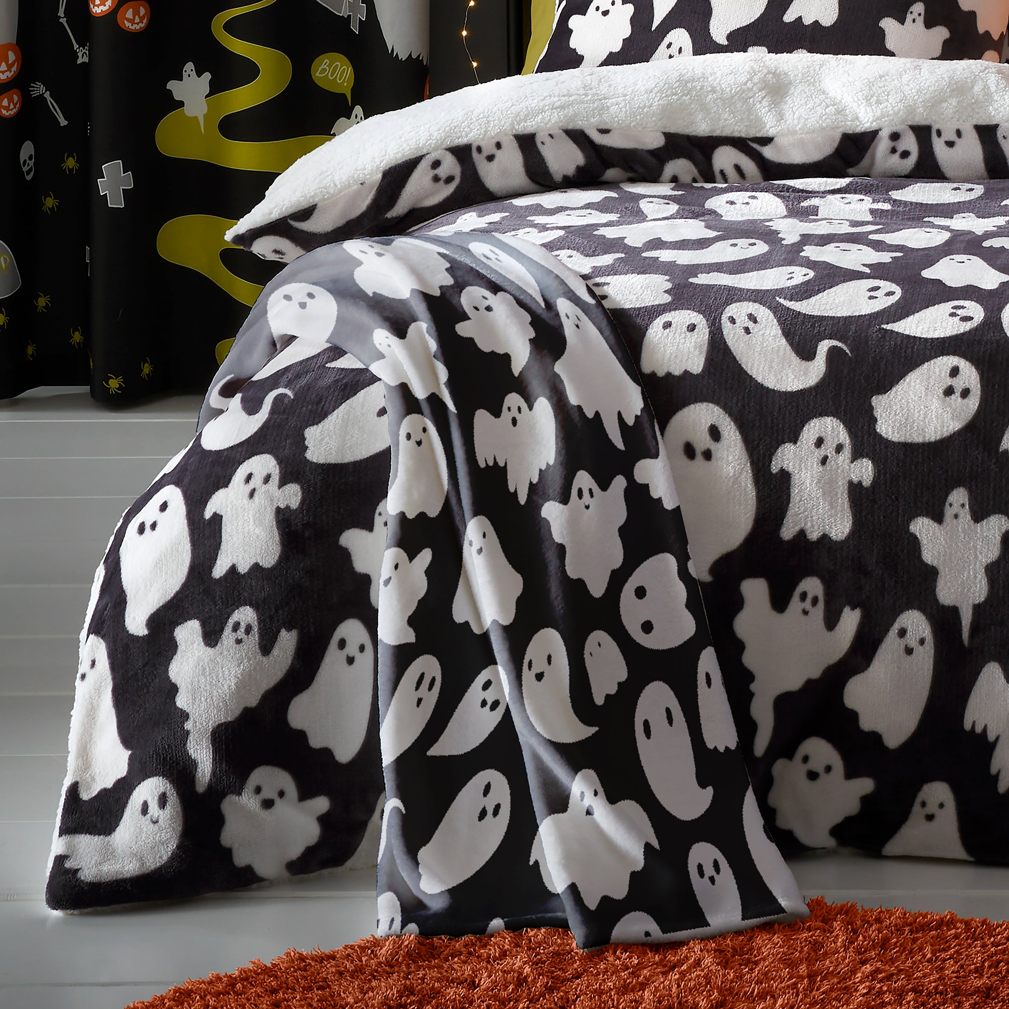 Spooky Ghosts Throw by Bedlam in Grey 120 x 150cm - Throw - Bedlam