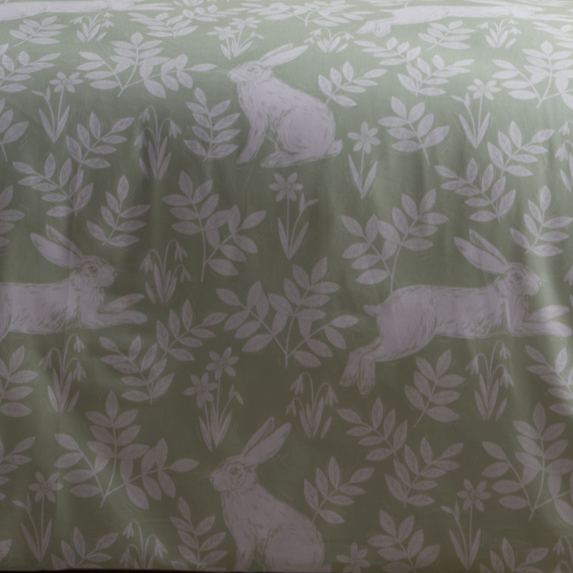 Spring Rabbits Duvet Cover Set by Dreams & Drapes Design in Green - Duvet Cover Set - Dreams & Drapes Design
