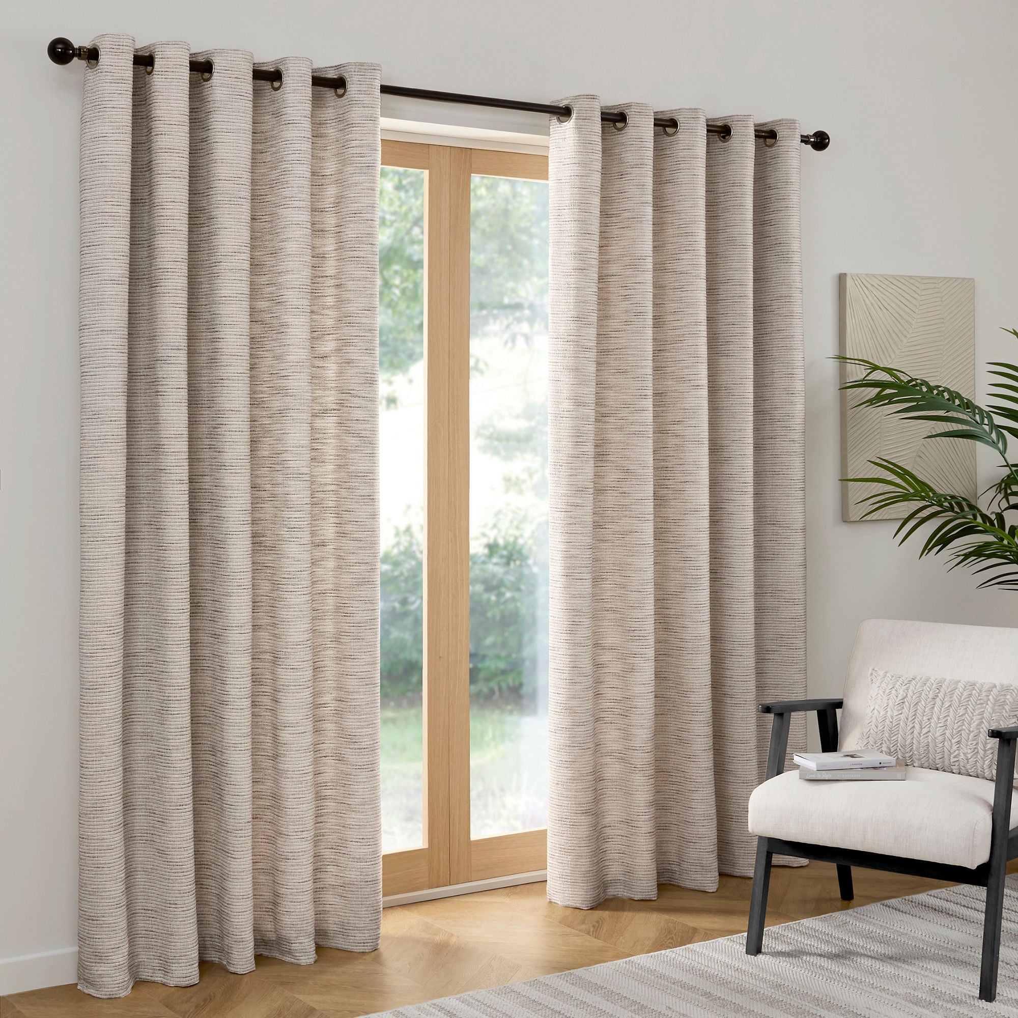 Talon Eyelet Curtains in Grey - Pair of Eyelet Curtains - Curtina