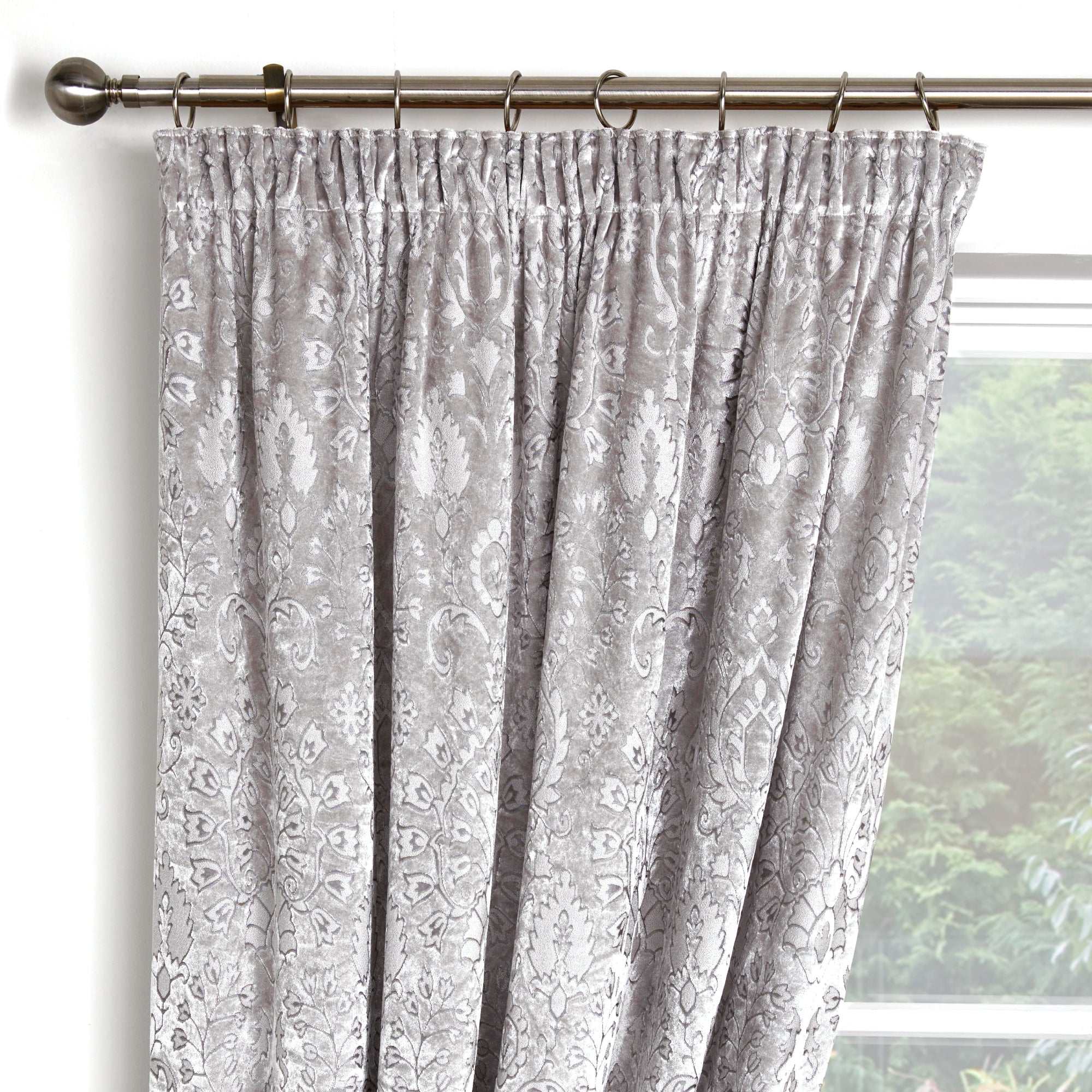 Trinity Pair of Pencil Pleat Curtains by Curtina in Silver - Pair of Pencil Pleat Curtains - Curtina