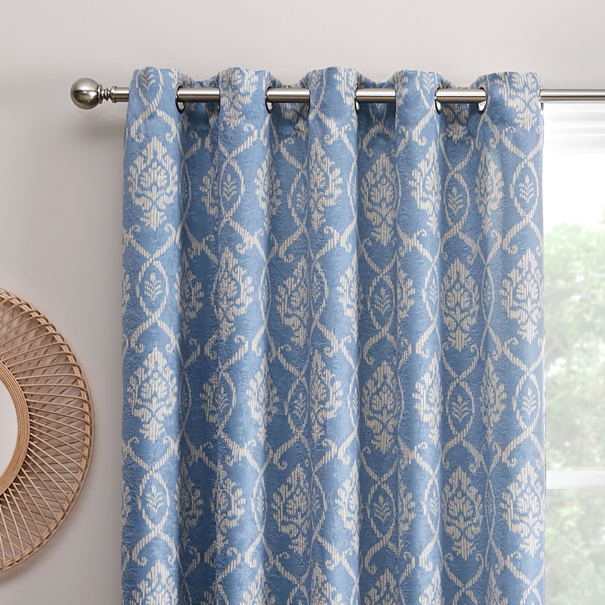 Vivianna Pair of Eyelet Curtains by Dreams & Drapes in Blue - Pair of Eyelet Curtains - Dreams & Drapes Curtains