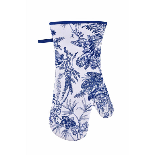 Willow Toile Gauntlet Oven Glove in Blue