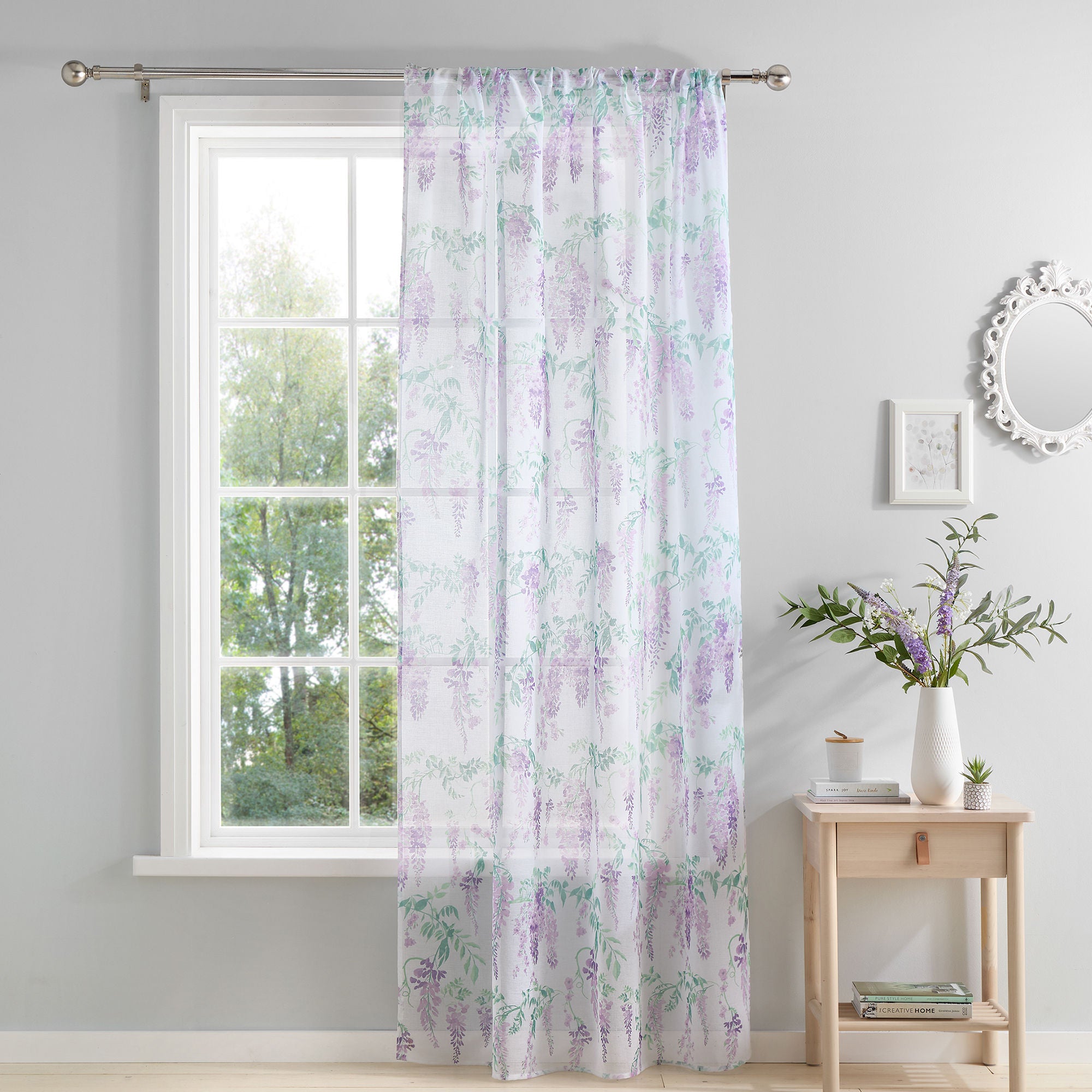 Wisteria Voile Panel by Dreams & Drapes Design in Lilac - Voile Panel - Dreams & Drapes Design