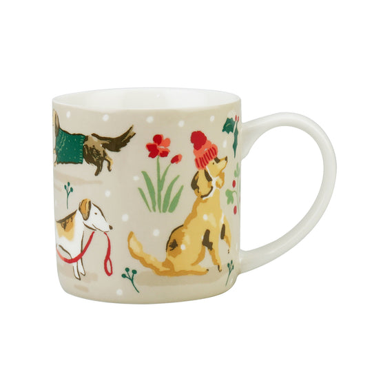 Winter Walkies Bone China Mug in Beige