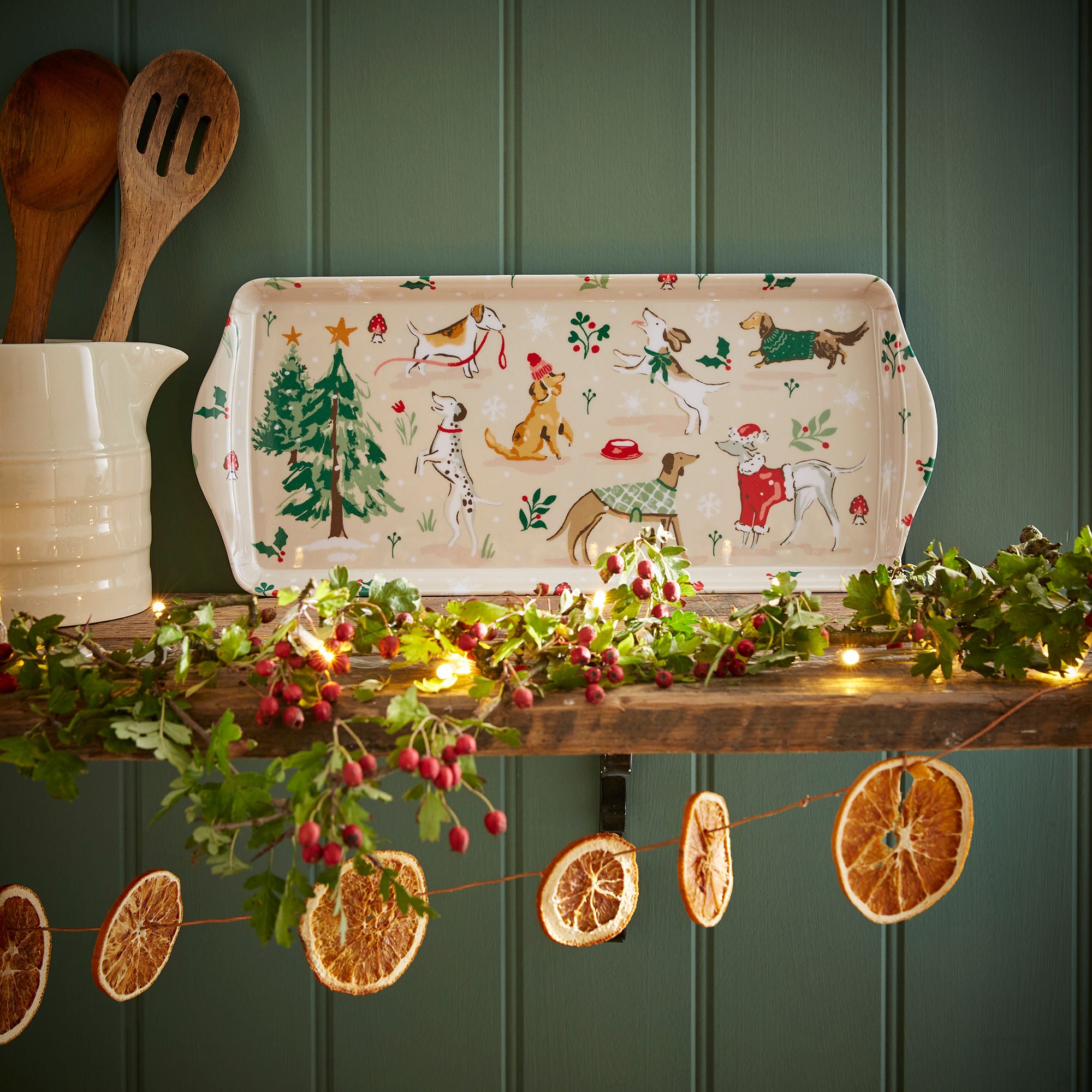 Winter Walkies Small Serving Tray in Beige - Tray - Ulster Weavers