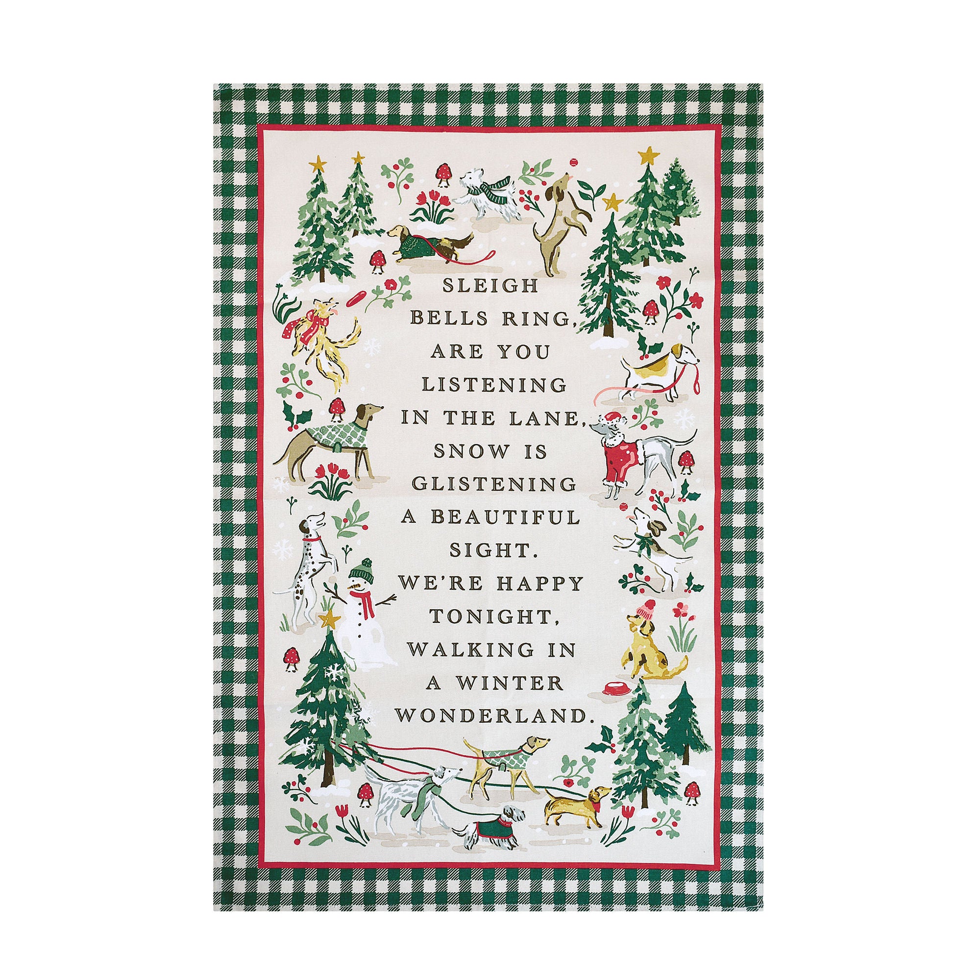 Winter Walkies Cotton Tea Towel in Beige - Tea Towel - Ulster Weavers