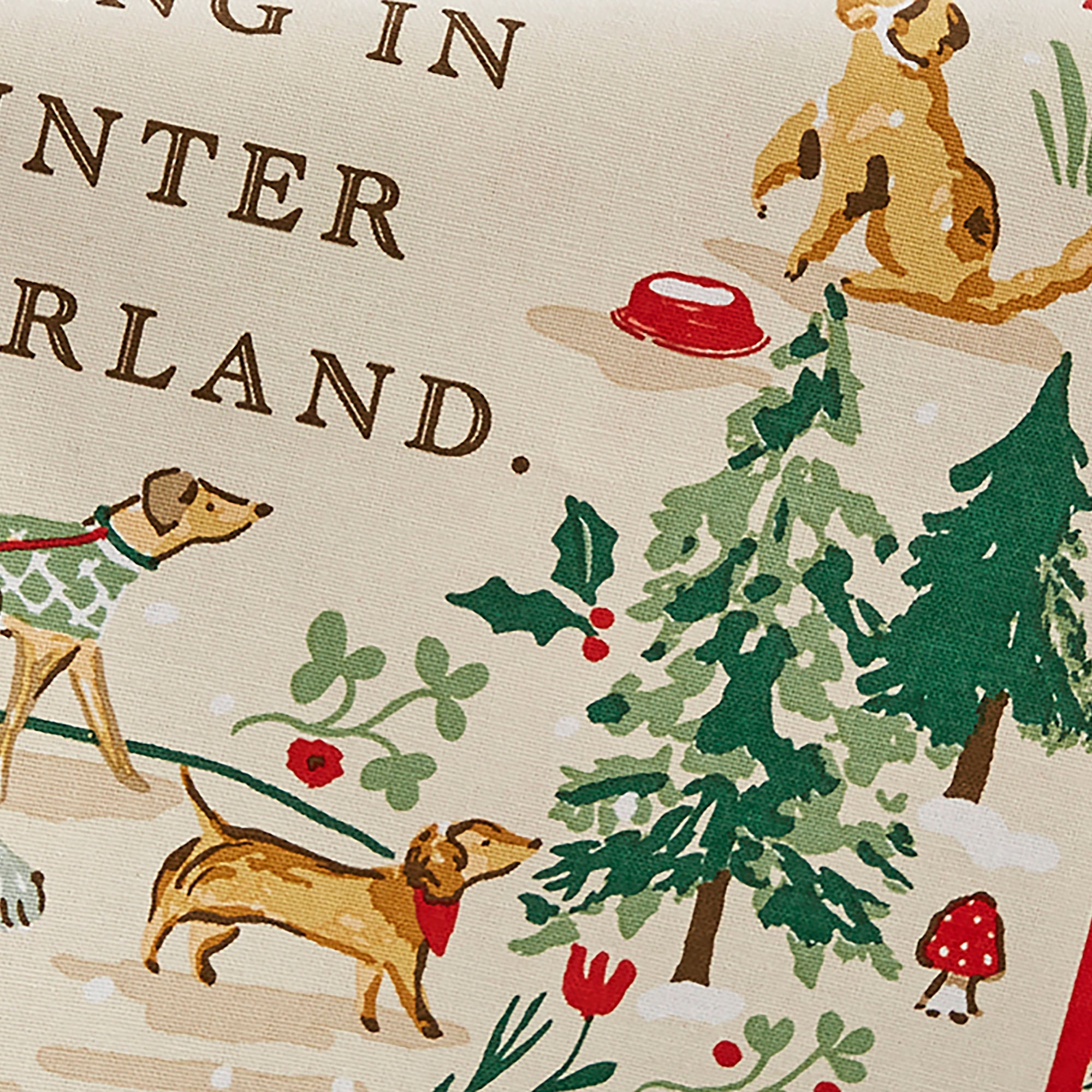 Winter Walkies Cotton Tea Towel in Beige - Tea Towel - Ulster Weavers