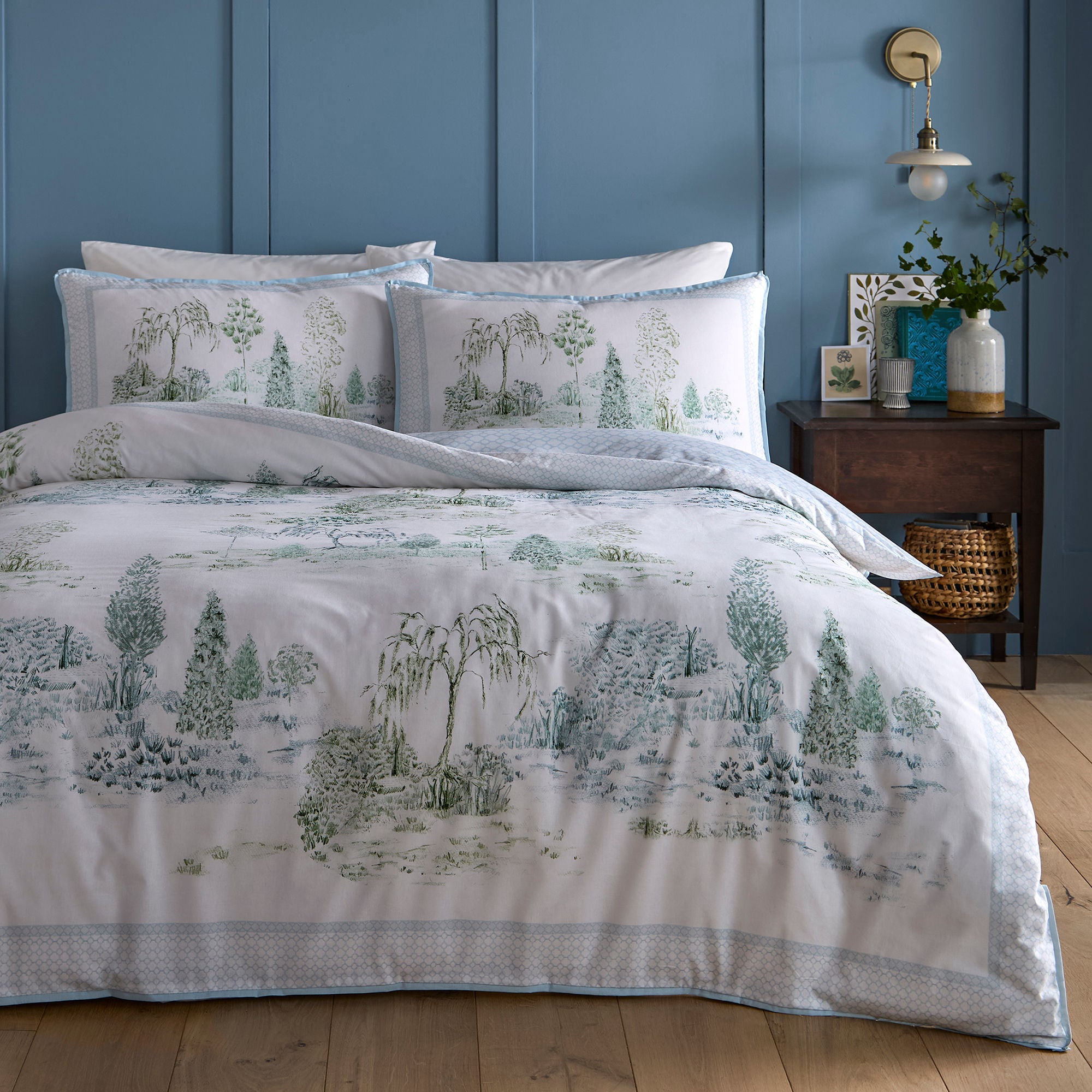 Willow Tree Scene Duvet Cover Set in Blue - Duvet Cover Set - Appletree