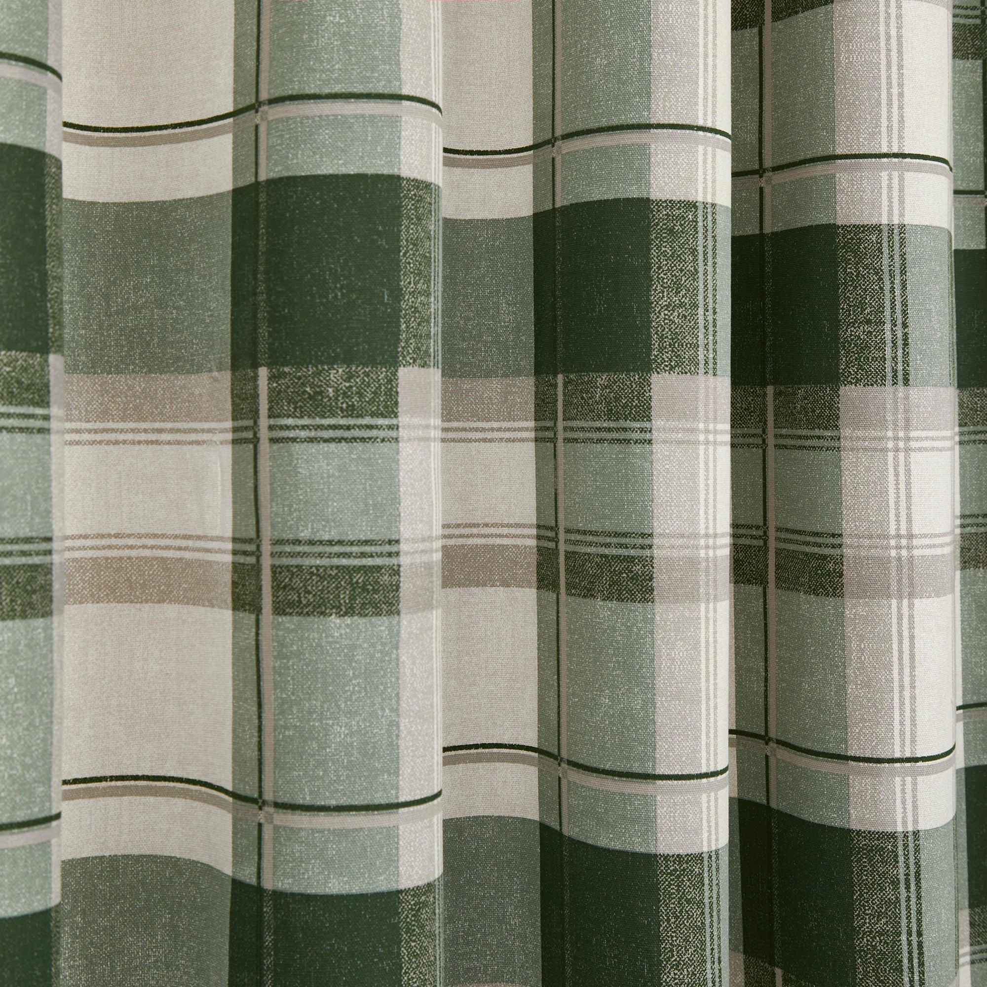 Balmoral Check Pair of Eyelet Curtains by Fusion in Bottle Green - Pair of Eyelet Curtains - Fusion