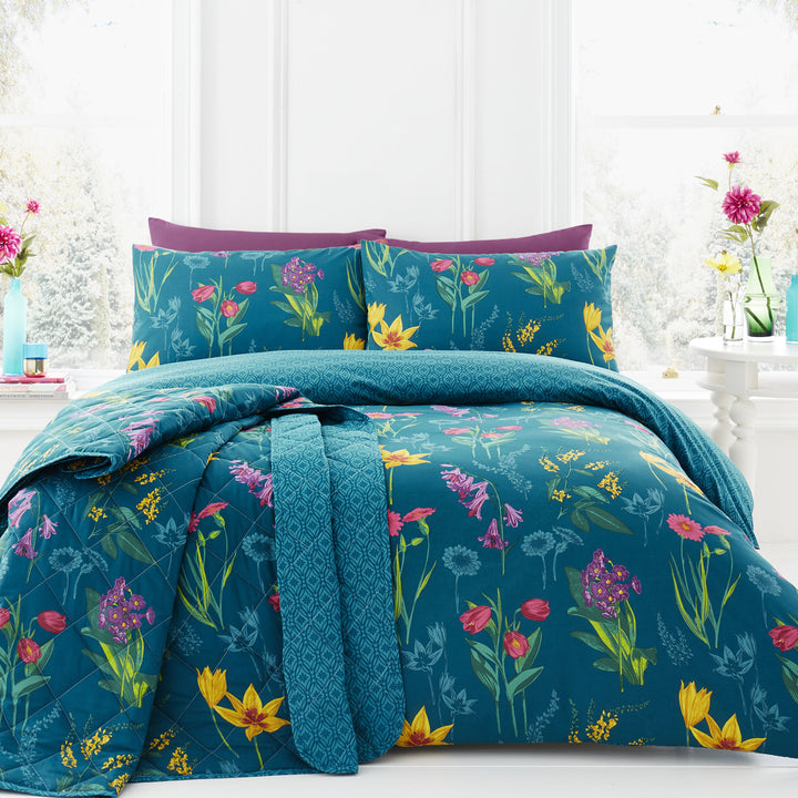 Ingrid Duvet Cover Set by Dreams & Drapes in Teal - Duvet Cover Set - Dreams & Drapes