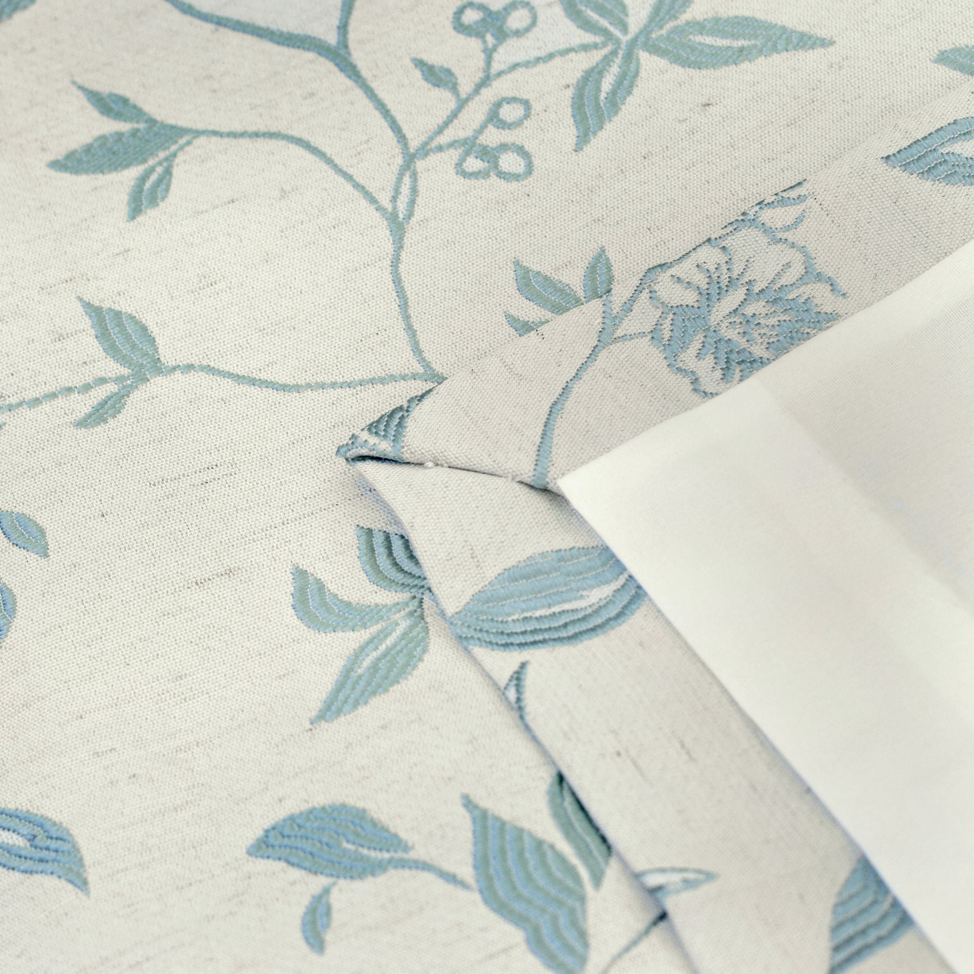 Bird Trail Pair of Pencil Pleat Curtains by Curtina in Duck Egg - Pair of Pencil Pleat Curtains - Curtina