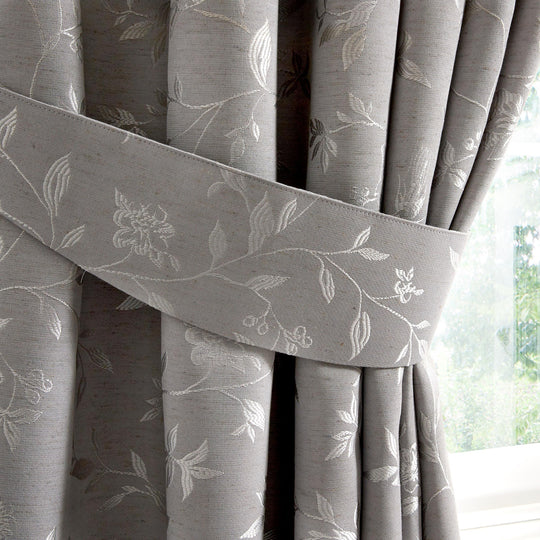 Bird Trail Curtain Tiebacks in Grey