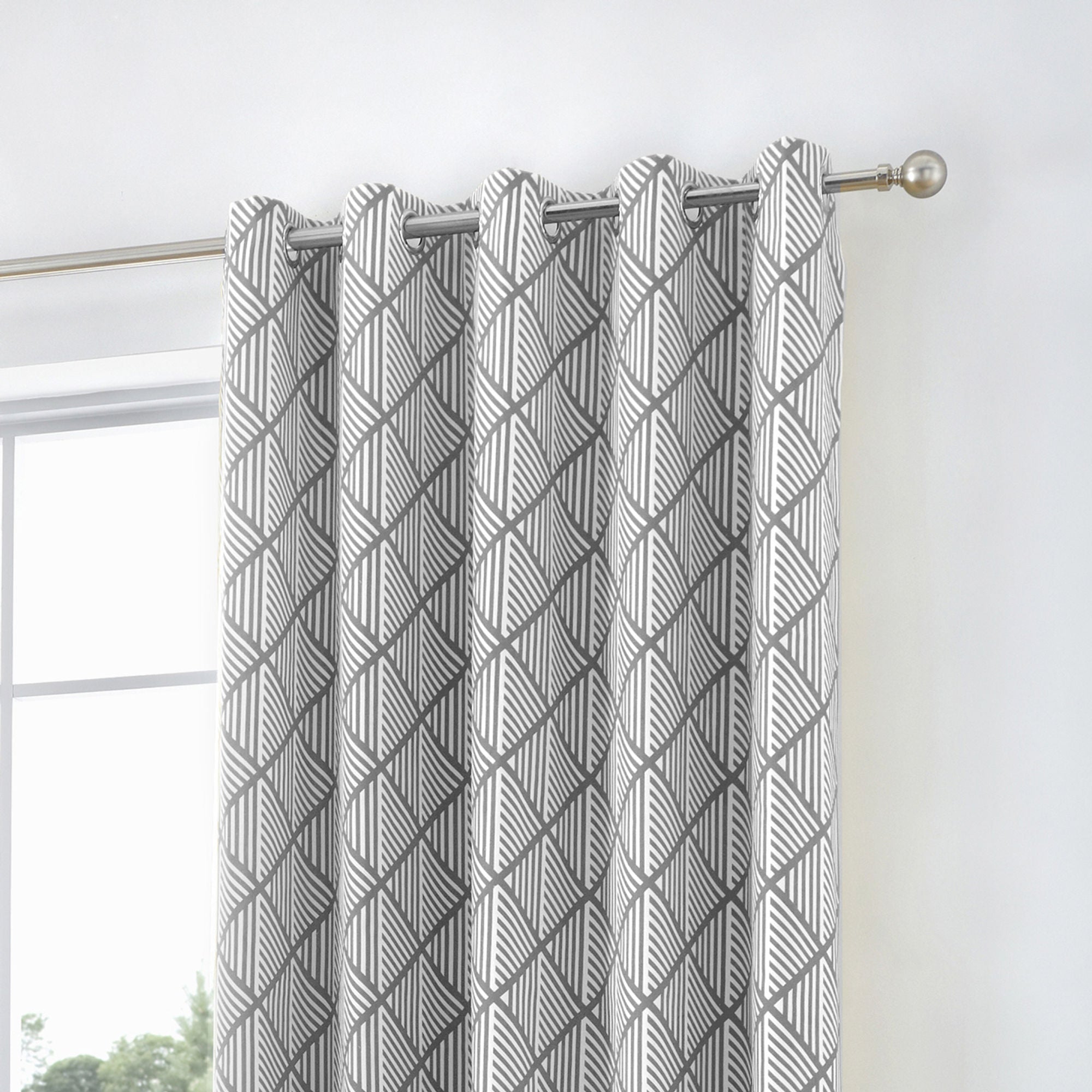 Brooklyn Pair of Eyelet Curtains by Fusion in Grey - Pair of Eyelet Curtains - Fusion