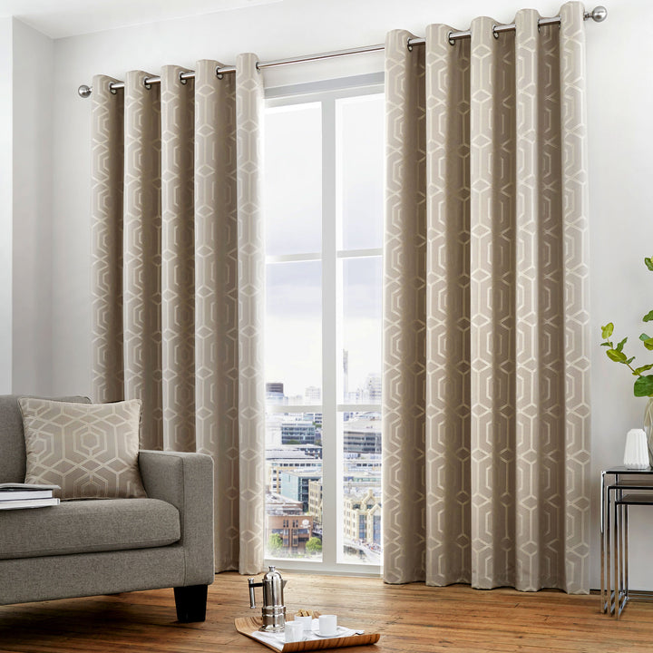 Camberwell Pair of Eyelet Curtains by Curtina in Stone - Pair of Eyelet Curtains - Curtina