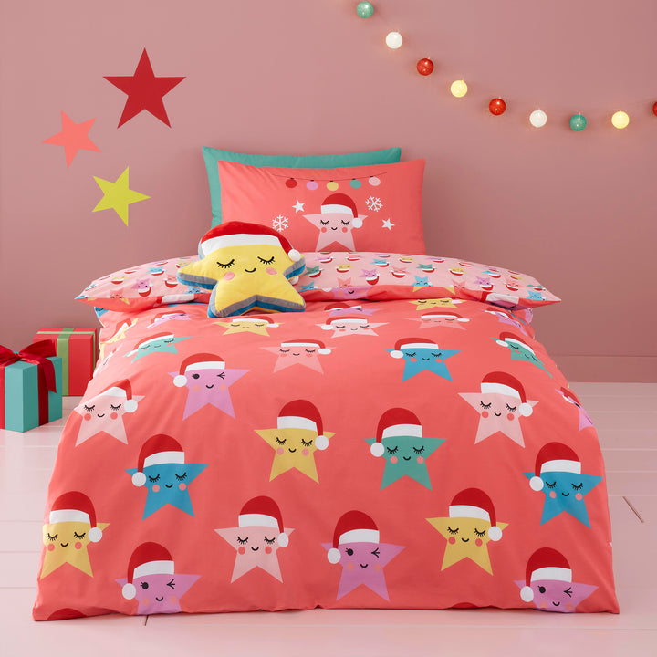 Christmas Happy Stars Duvet Cover Set by Cosatto in Red - Duvet Cover Set - Cosatto