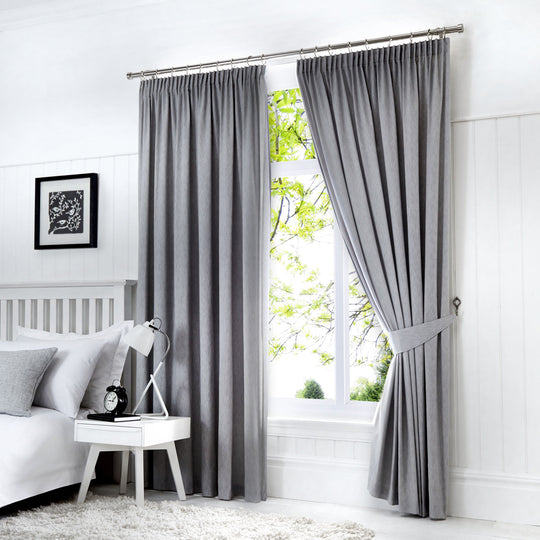 Dijon Pencil Pleat Curtains in Silver