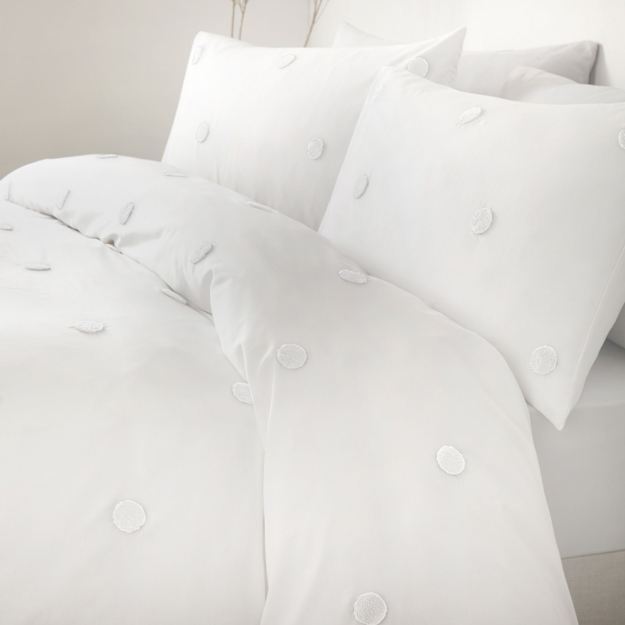 Dot Garden Duvet Cover Set by Appletree Boutique in White with White Dots - Duvet Cover Set - Appletree Boutique