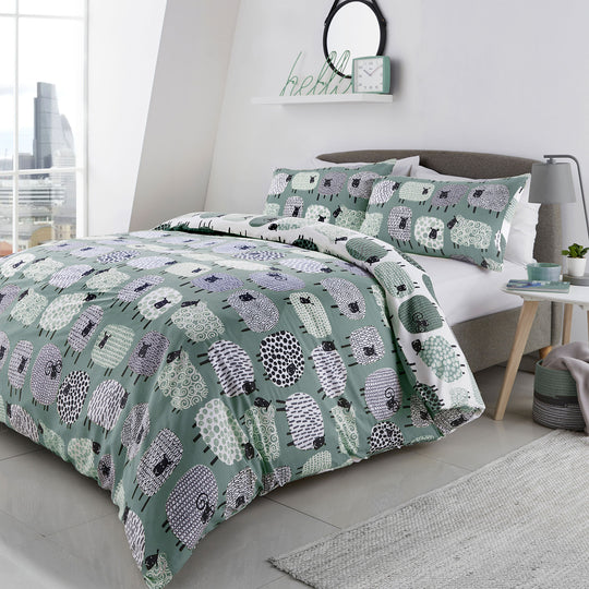 Dotty Sheep Duvet Cover Set in Duck Egg
