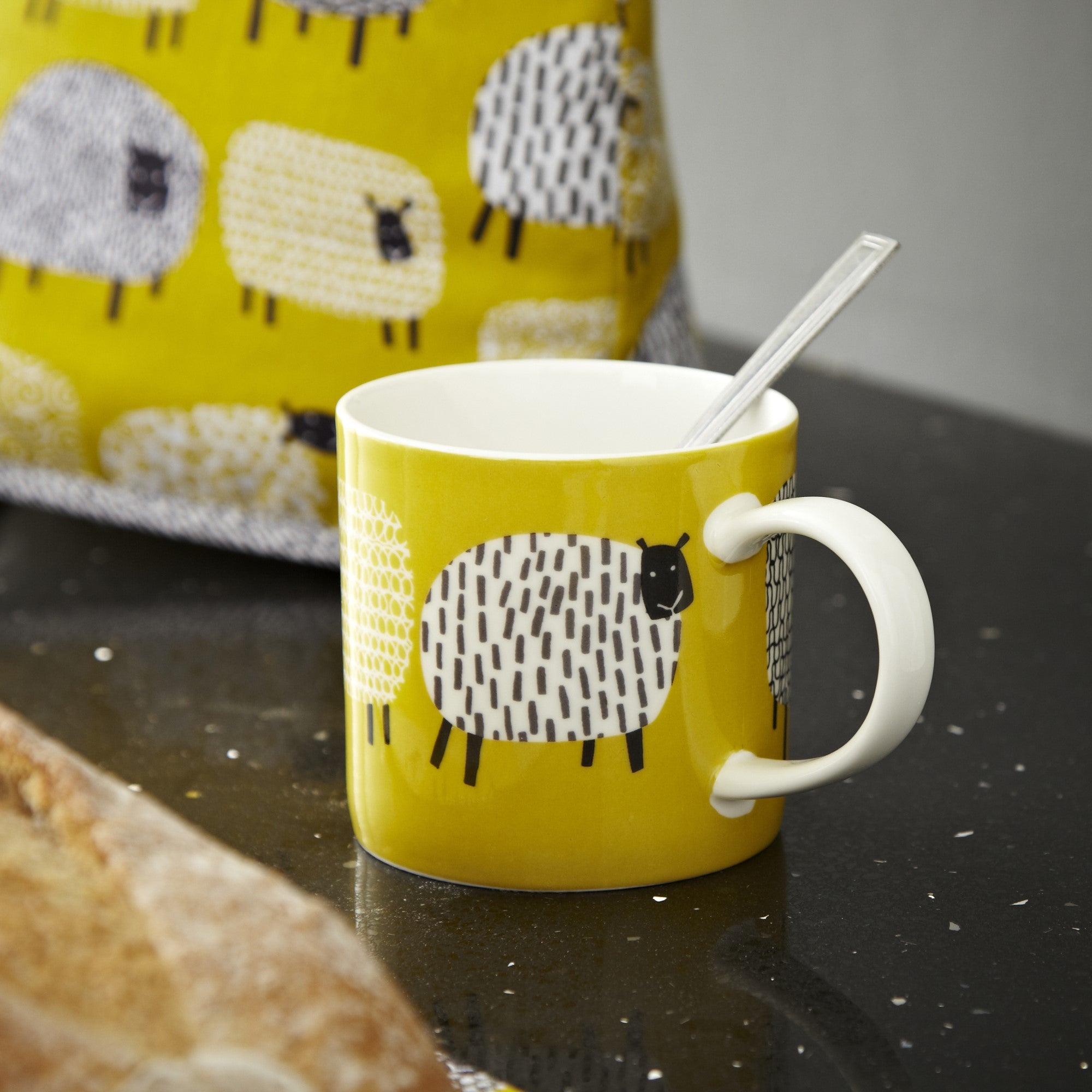 Ulster Weavers Mug - Dotty Sheep (New Bone China, Yellow, 250ml) - Mug - Ulster Weavers