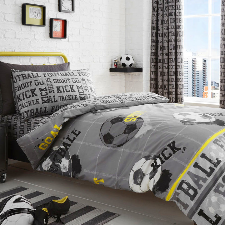 Football Duvet Cover Set by Bedlam in Grey - Duvet Cover Set - Bedlam